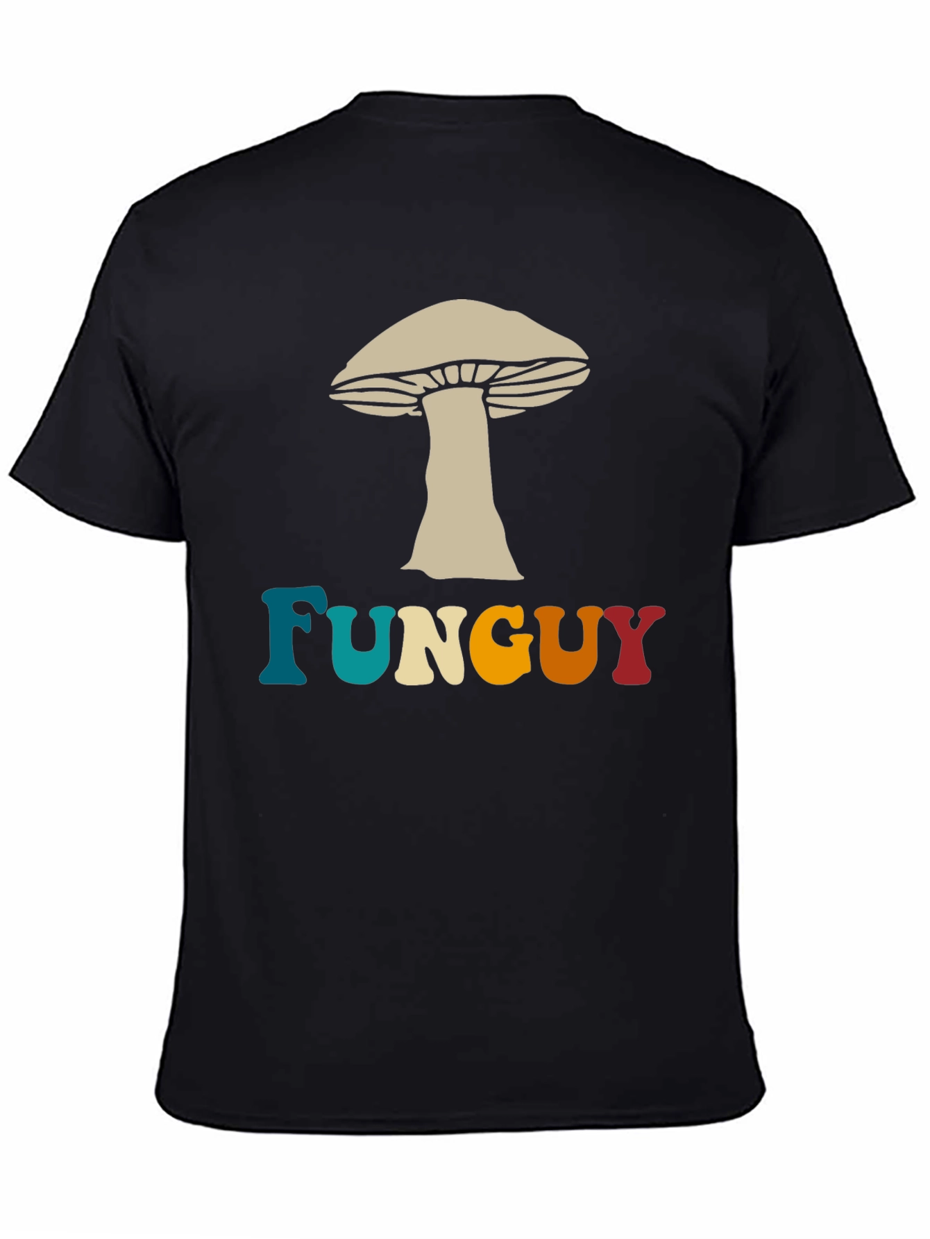 Fun Guy Mushroom Graphic Tee - Black Cotton T-Shirt