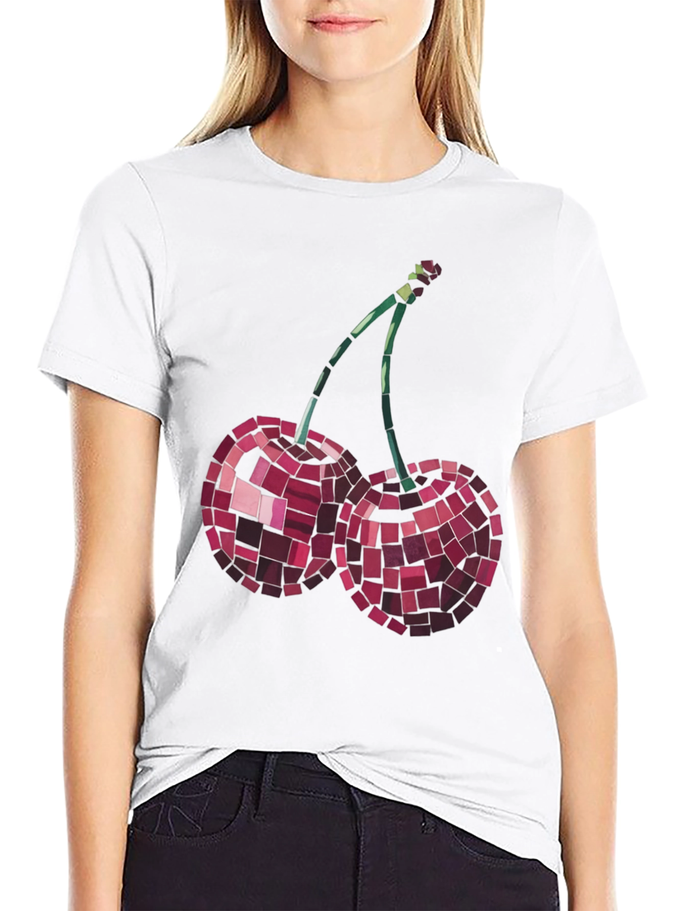 Cherry Mosaic Tee - Stylish Graphic Print T-Shirt