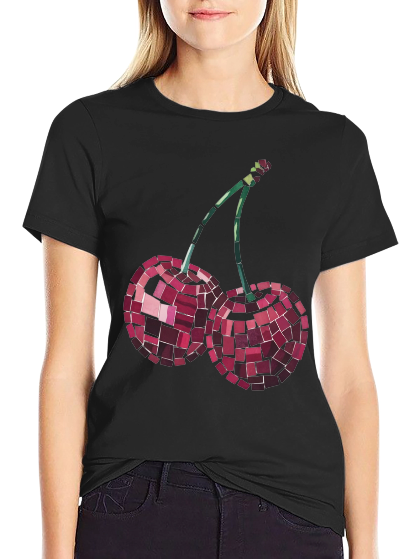 Cherry Mosaic Tee - Stylish Graphic Print T-Shirt