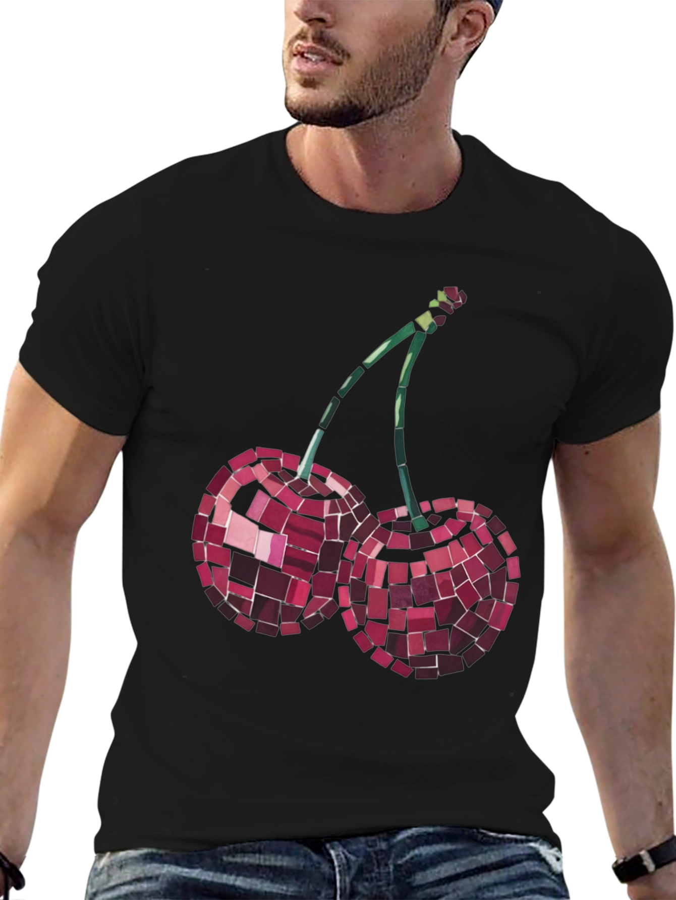 Cherry Mosaic Tee - Stylish Graphic Print T-Shirt