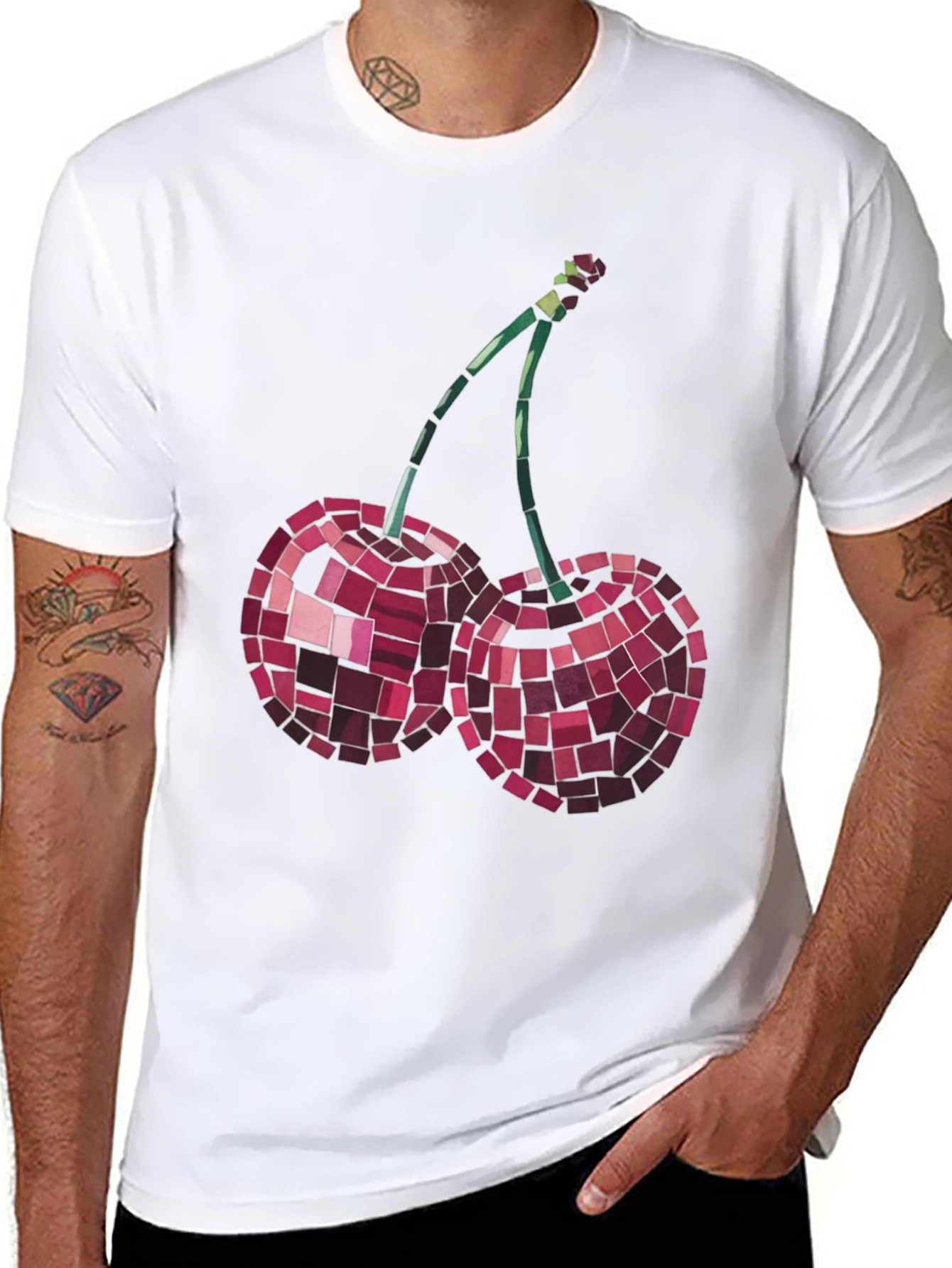 Cherry Mosaic Tee - Stylish Graphic Print T-Shirt