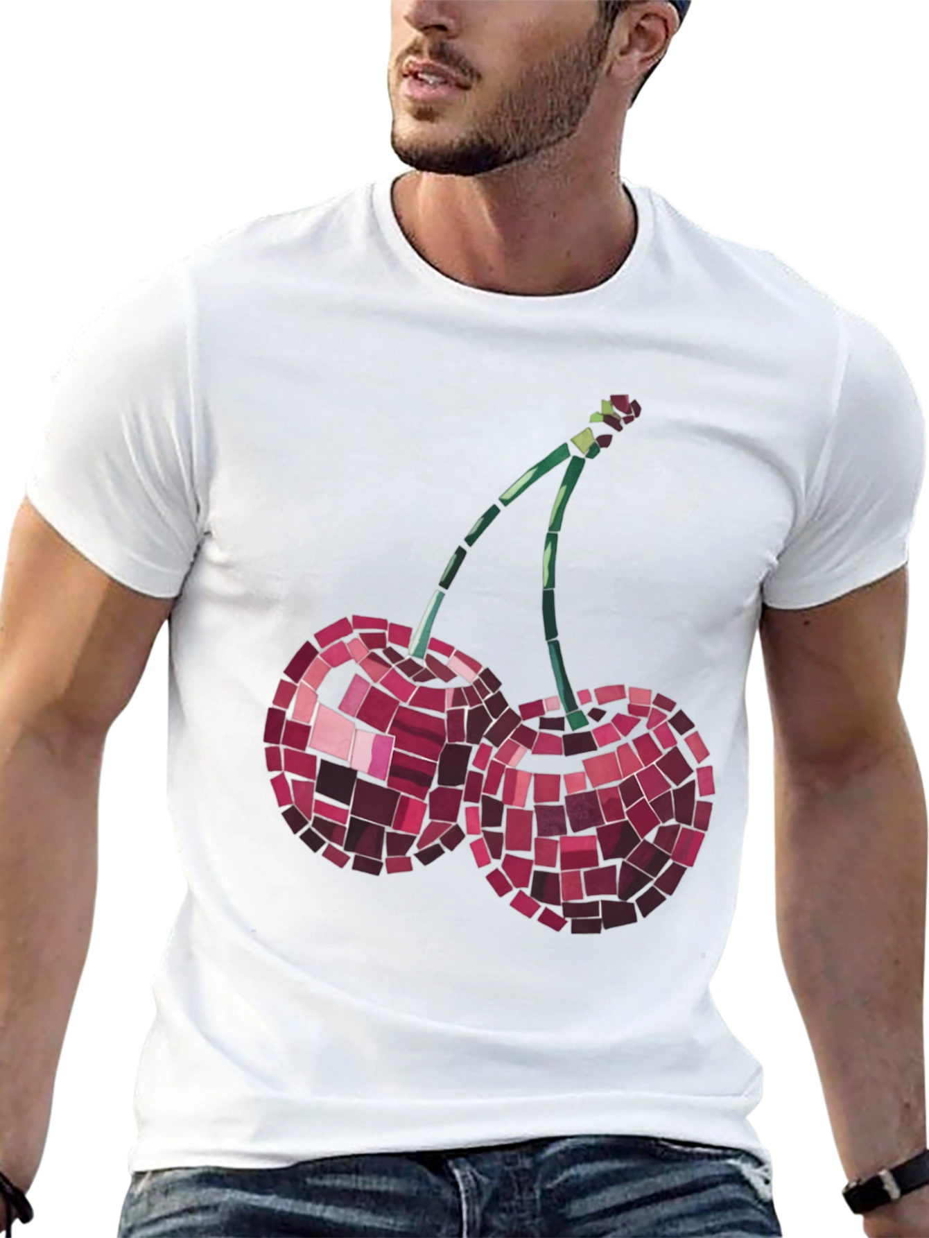 Cherry Mosaic Tee - Stylish Graphic Print T-Shirt