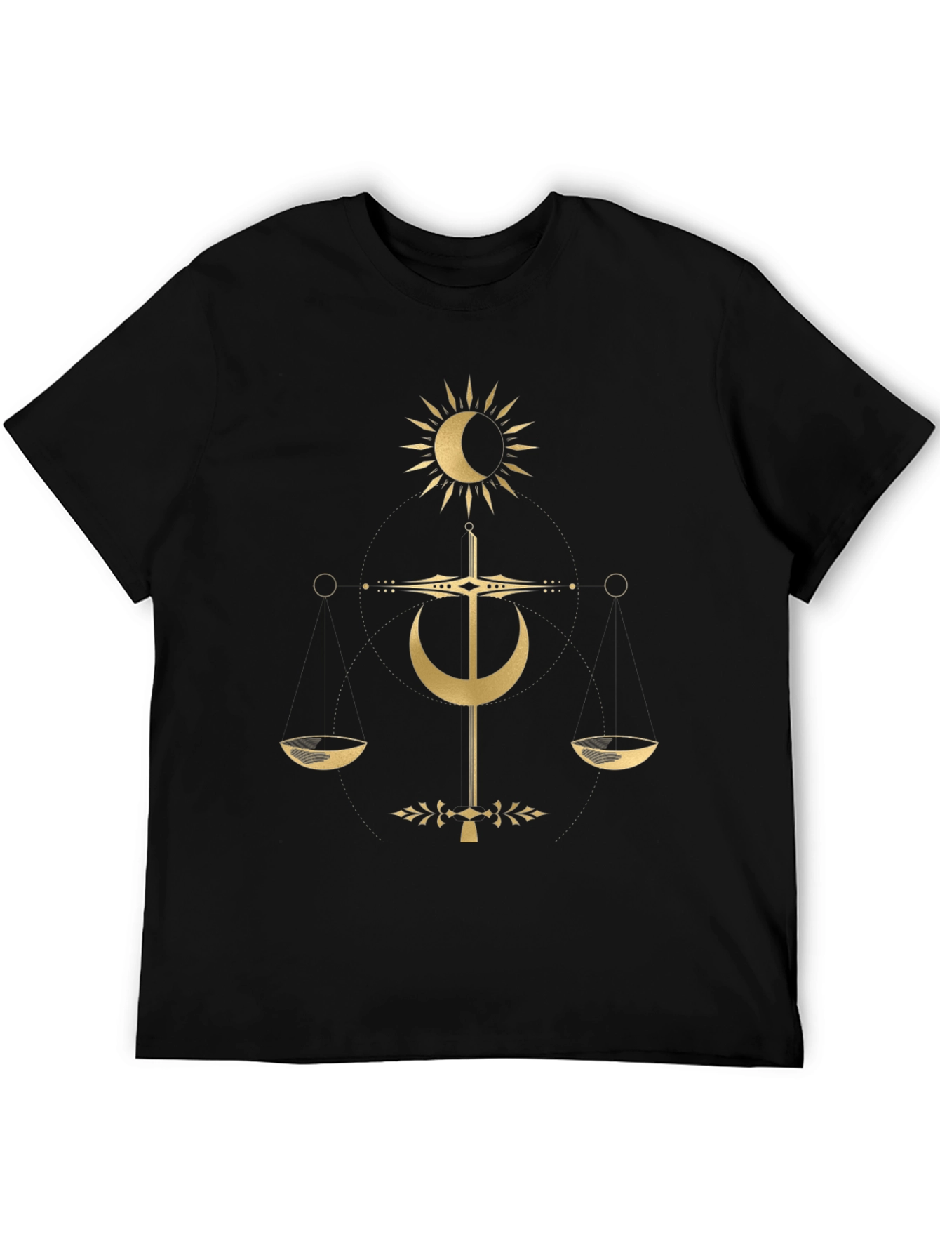 Mystical Balance T-Shirt - Celestial Gold Design