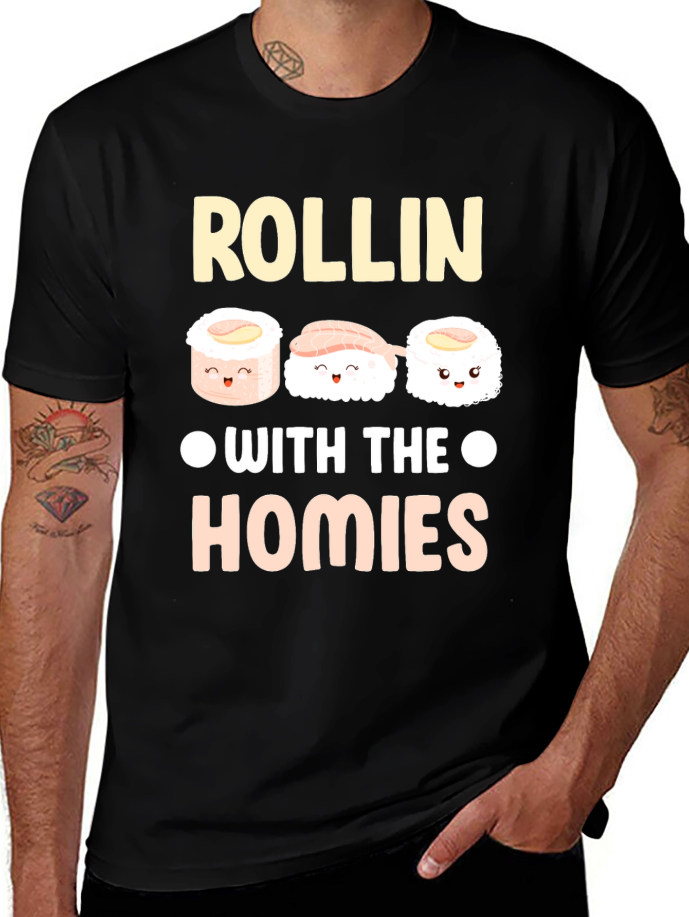 Rollin with the Homies Sushi Graphic T-Shirt