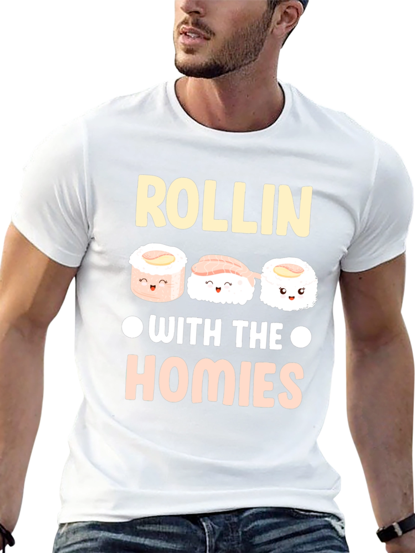 Rollin with the Homies Sushi Graphic T-Shirt