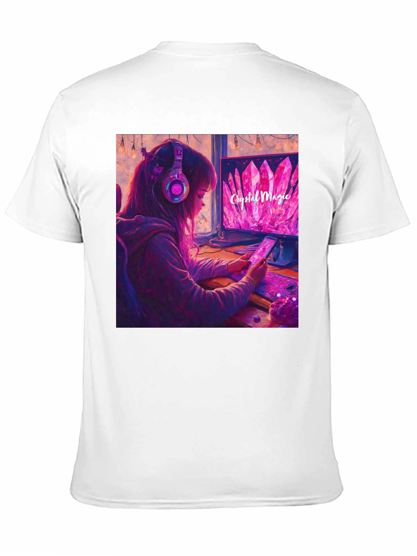 Crystal Magic Gamer Girl Black Tee
