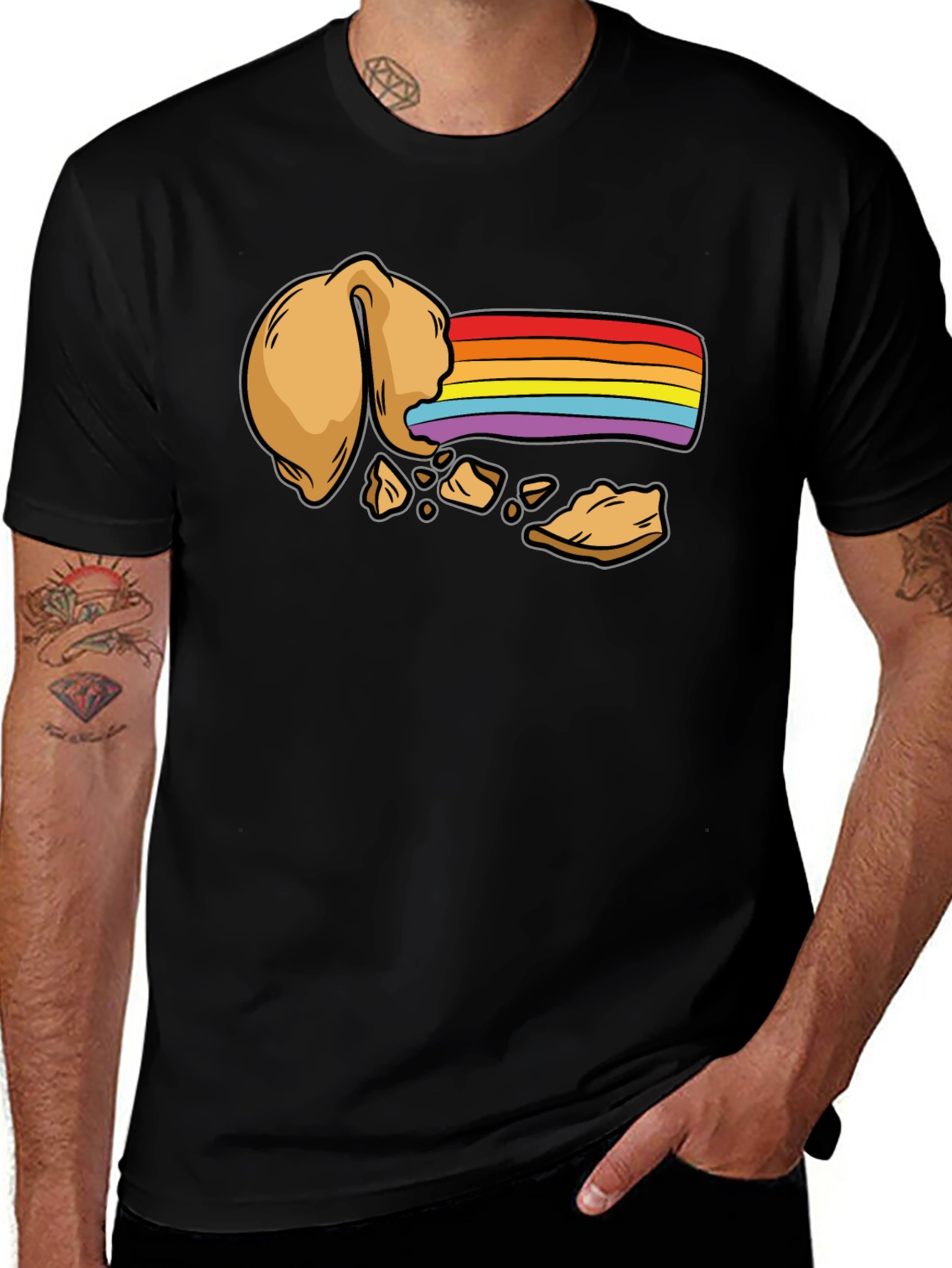 Rainbow Fortune Cookie T-Shirt - Unisex Black Tee