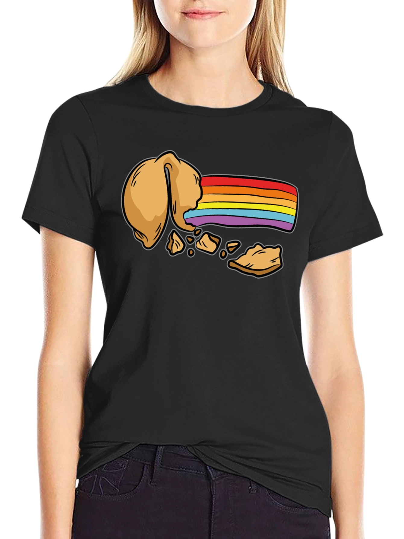 Rainbow Fortune Cookie T-Shirt - Unisex Black Tee