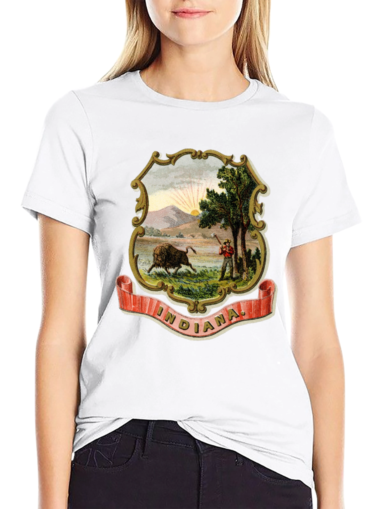 Indiana State Seal Black T-Shirt
