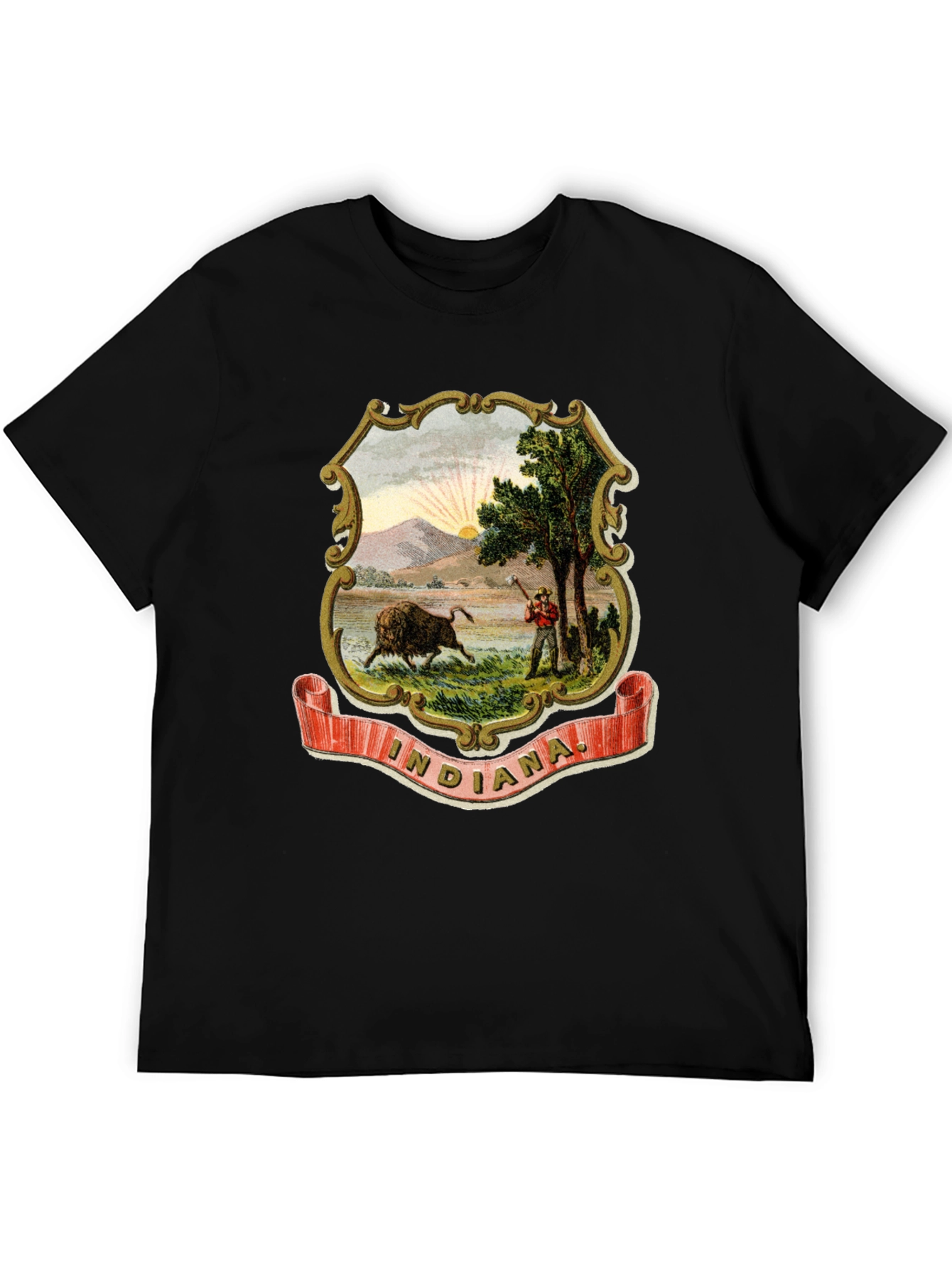 Indiana State Seal Black T-Shirt
