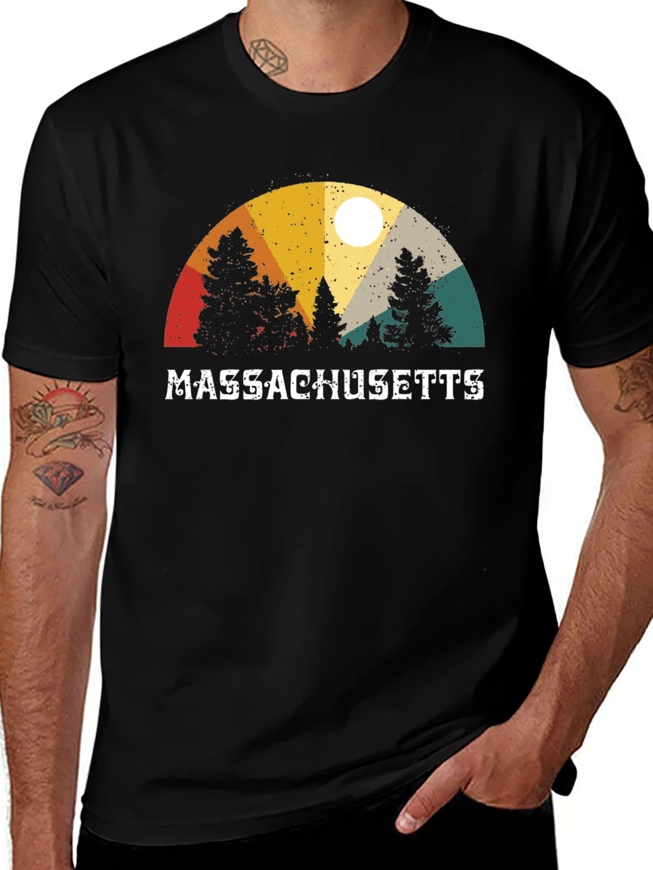 Massachusetts Retro Graphic T-Shirt