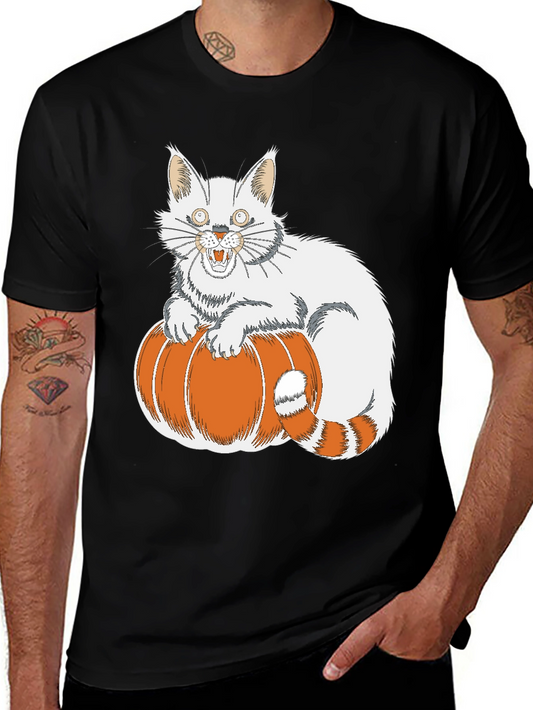 Halloween Cat on Pumpkin T-Shirt
