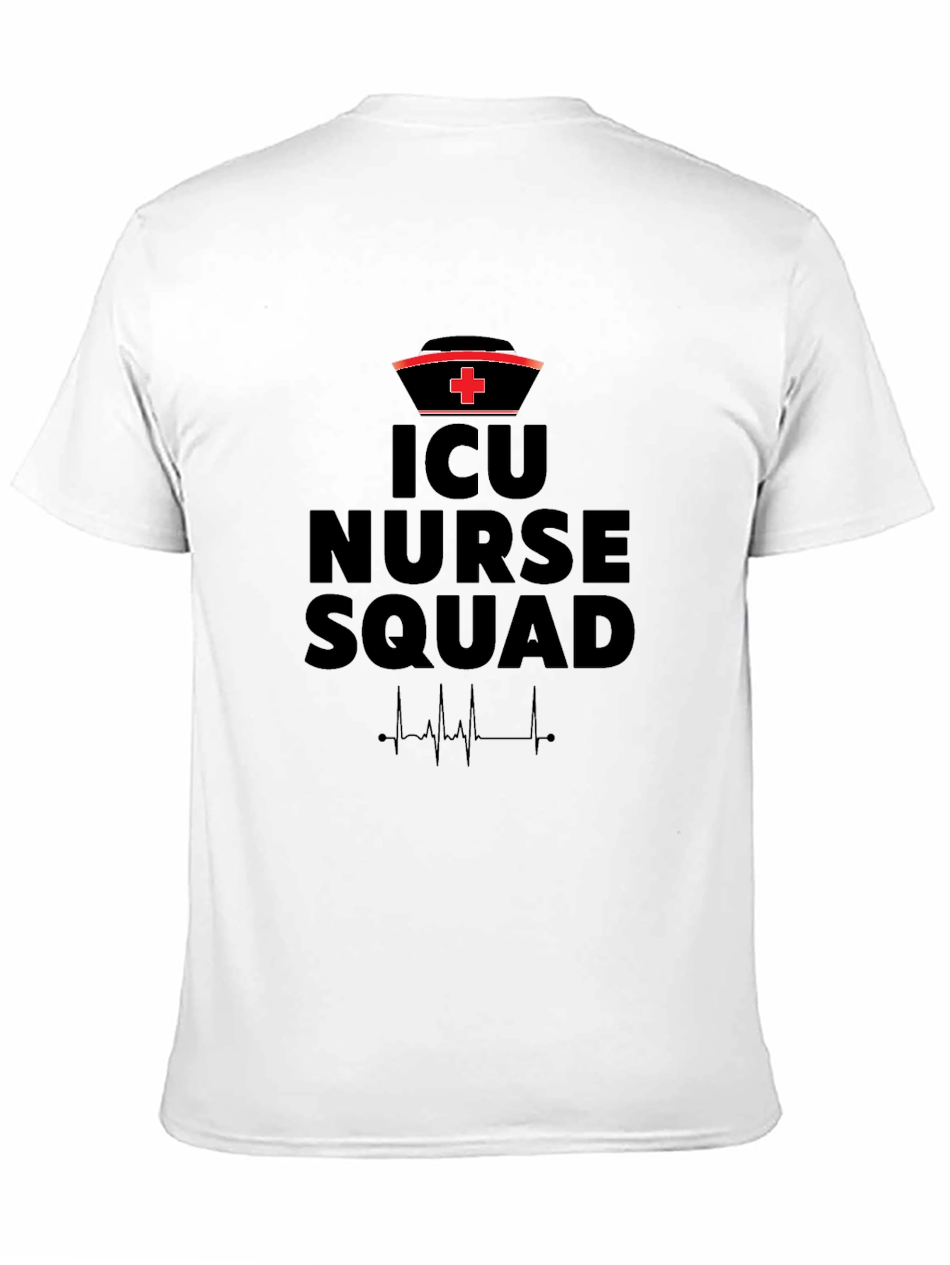 ICU Nurse Squad Black T-Shirt - Heartbeat Design