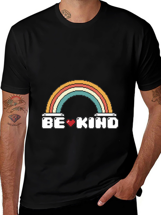 Be Kind Rainbow Pixel Art T-Shirt - Positive Message Tee