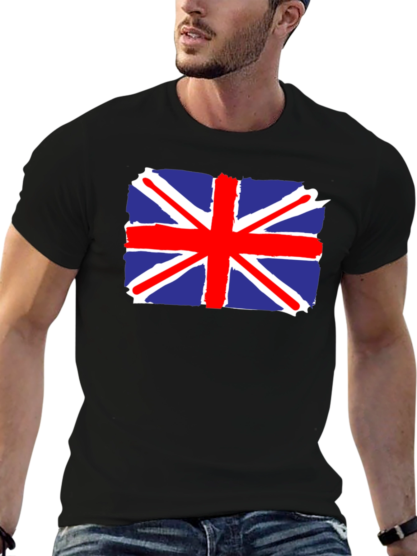 Union Jack Flag T-Shirt - Mens Black Tee