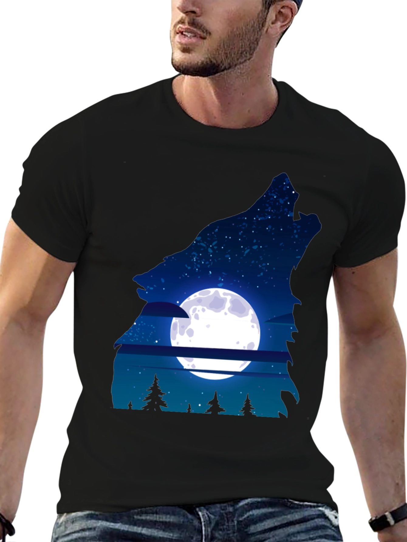 Wolf Moon Graphic Tee - Mens Black T-Shirt