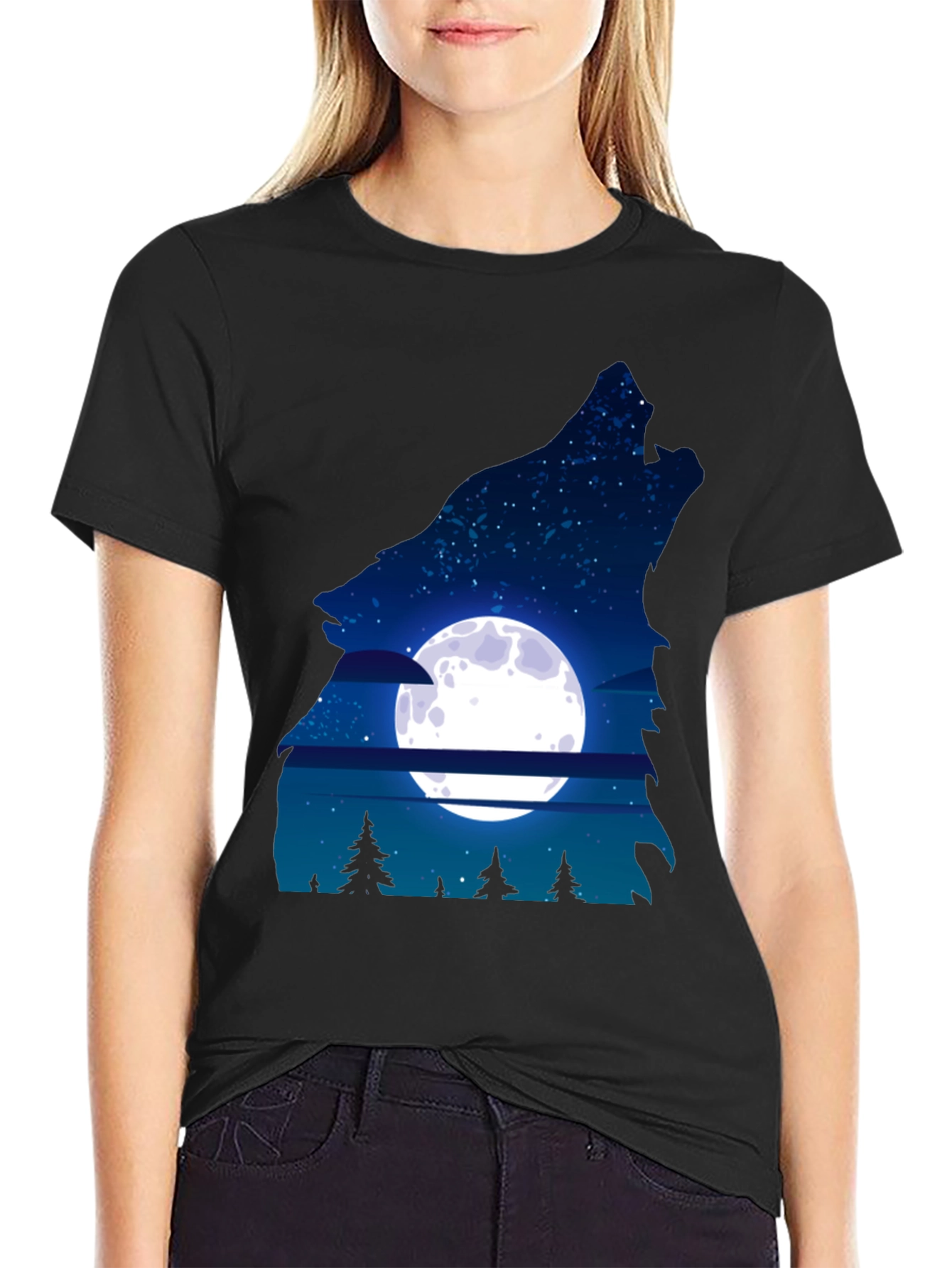 Wolf Moon Graphic Tee - Mens Black T-Shirt