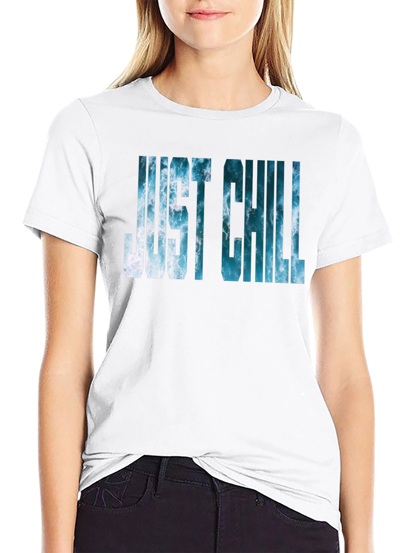 Just Chill Ocean Graphic Black T-Shirt