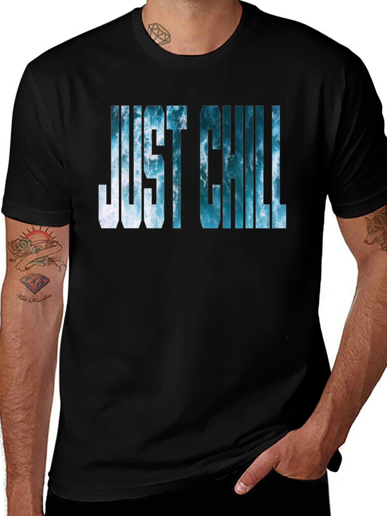 Just Chill Ocean Graphic Black T-Shirt
