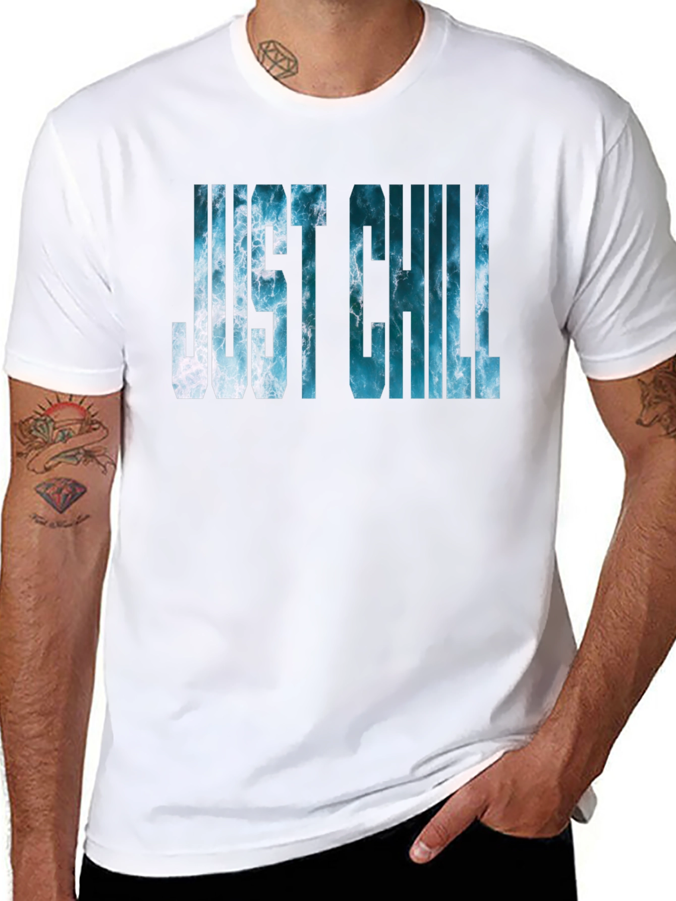 Just Chill Ocean Graphic Black T-Shirt