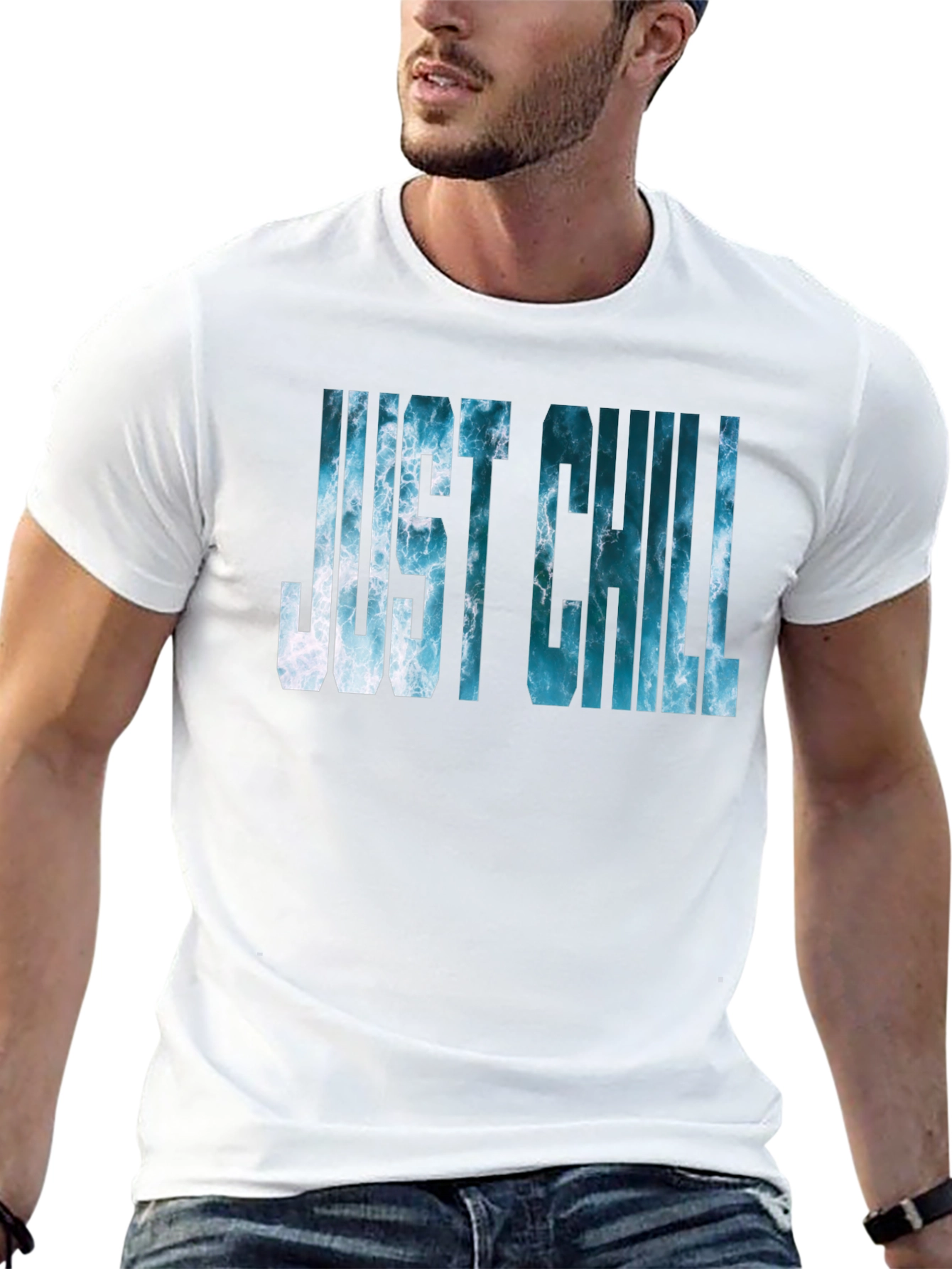 Just Chill Ocean Graphic Black T-Shirt