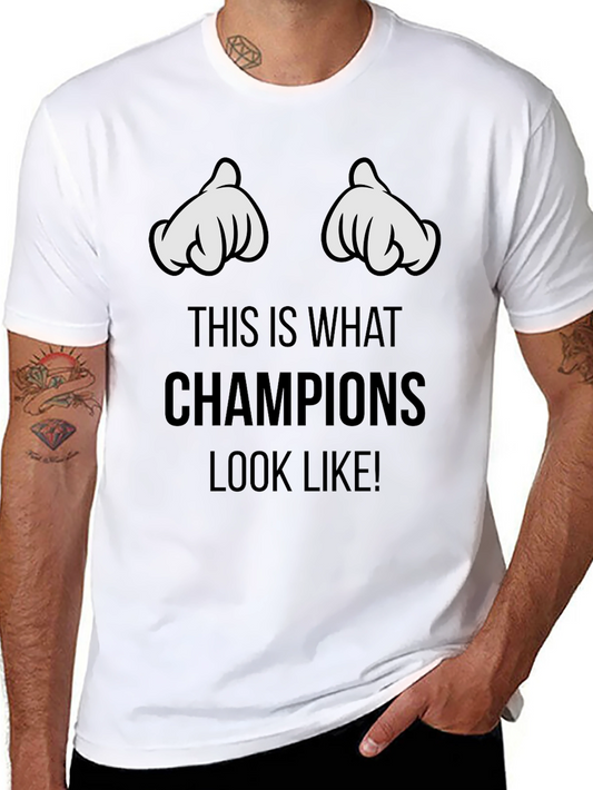 Champions Graphic T-Shirt - Black Crew Neck Tee