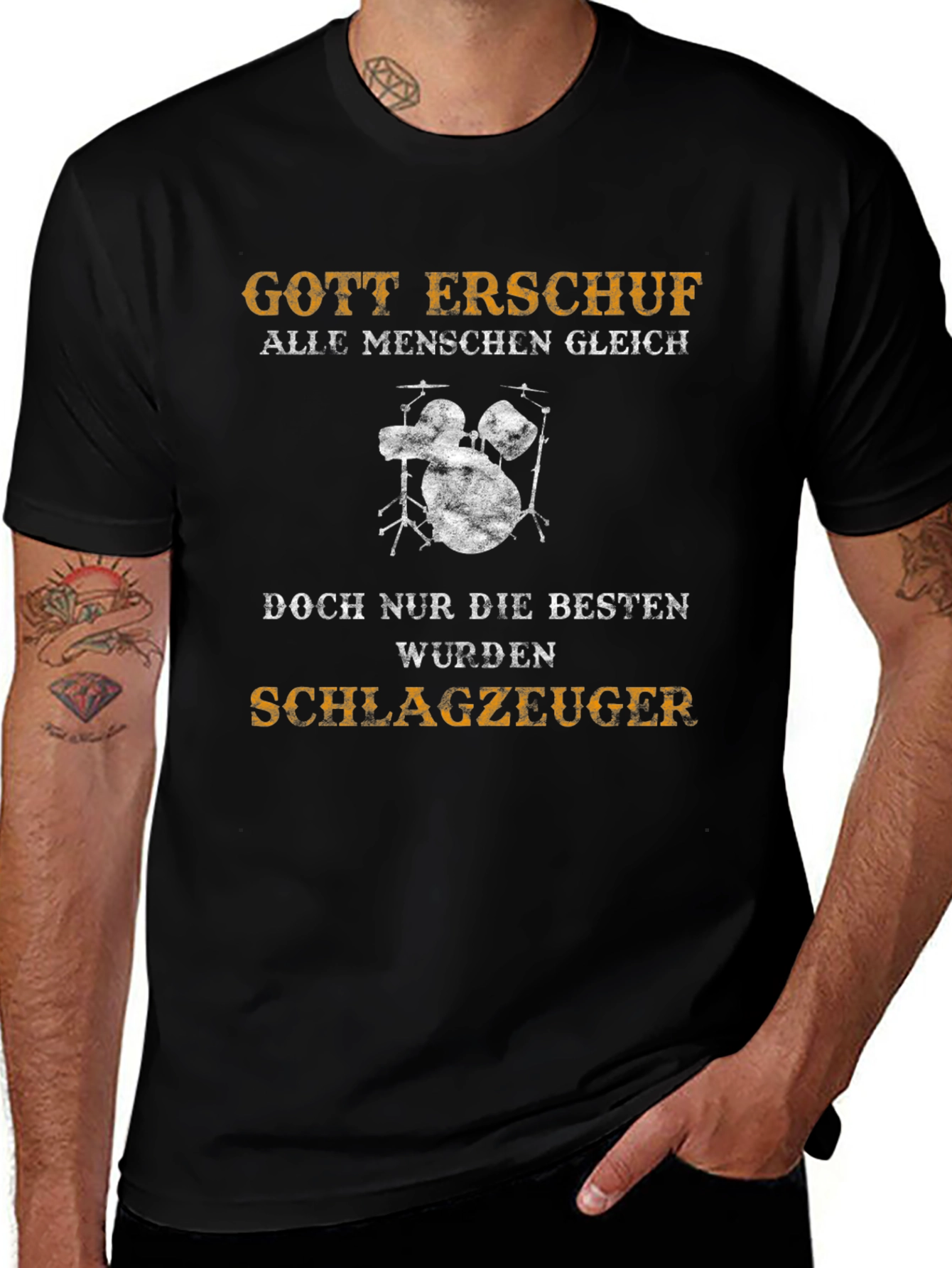 Drummer T-Shirt - Gott Erschuf Schlagzeuger