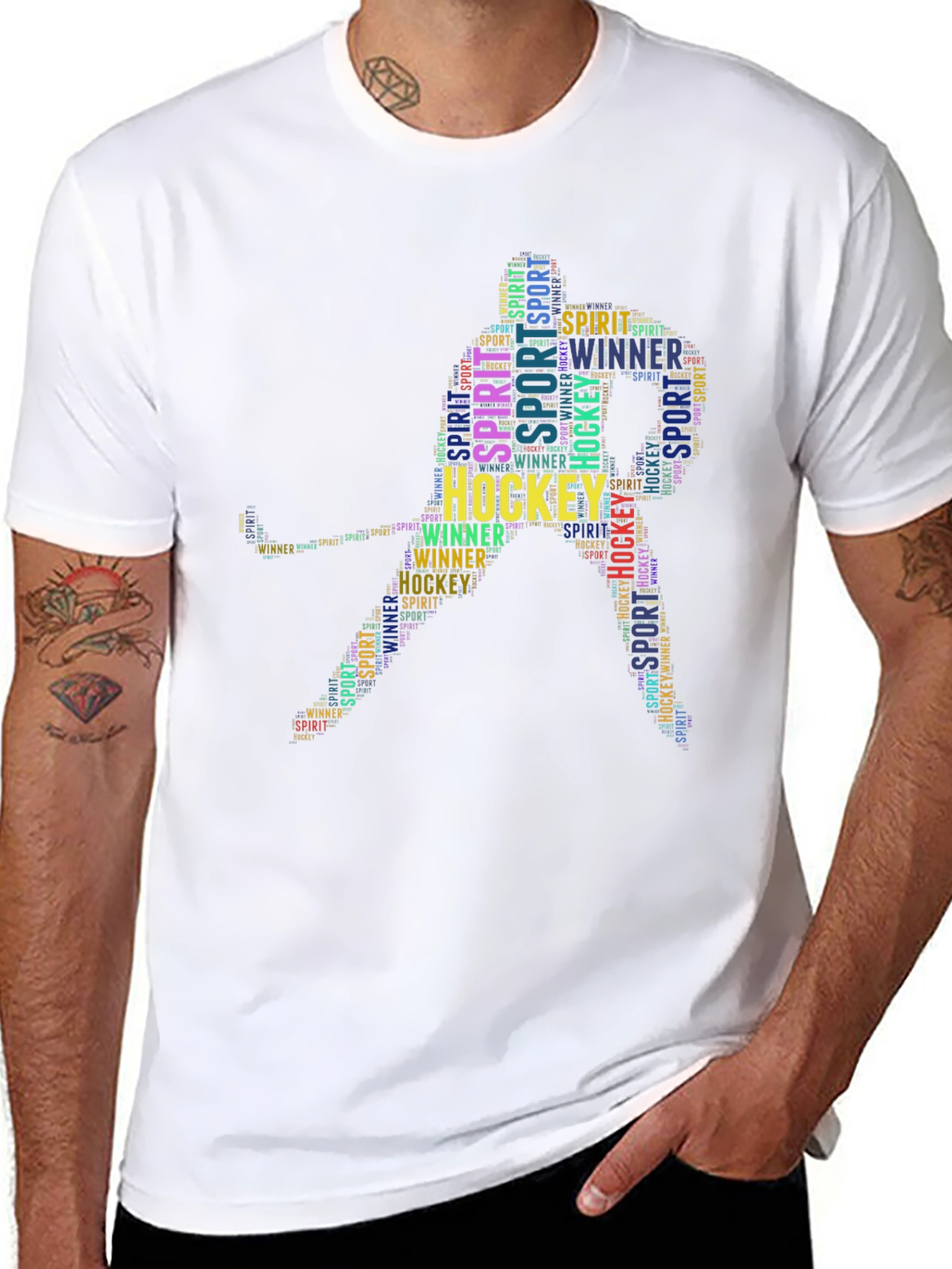 Hockey Word Art Black T-Shirt