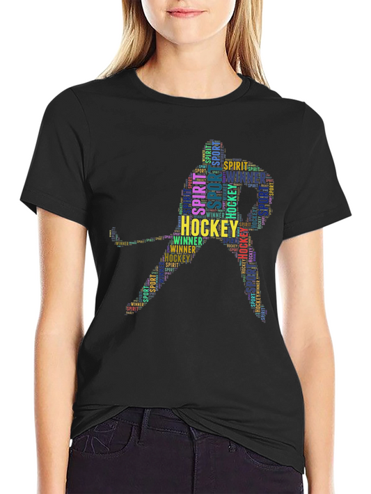 Hockey Word Art Black T-Shirt