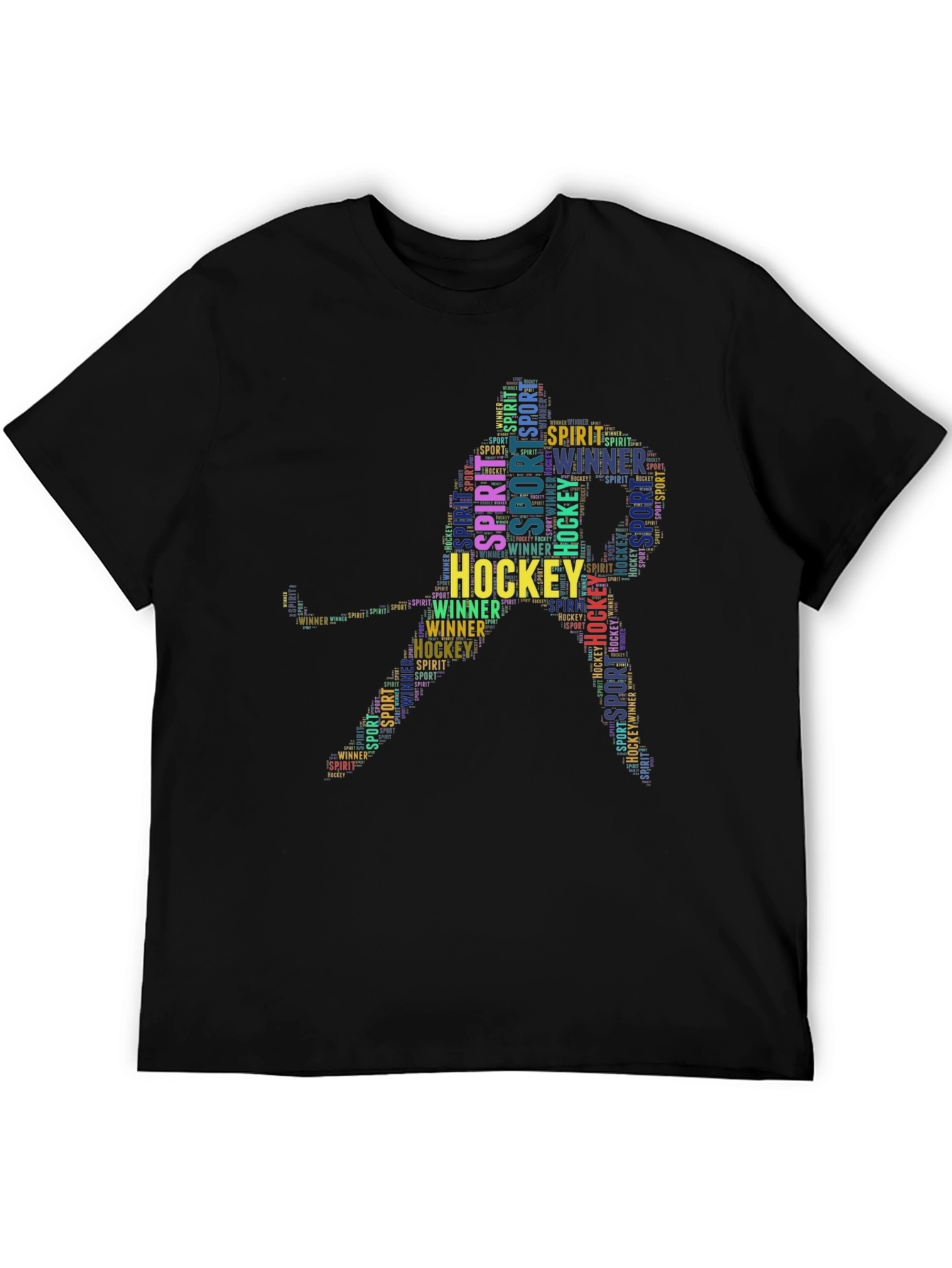 Hockey Word Art Black T-Shirt