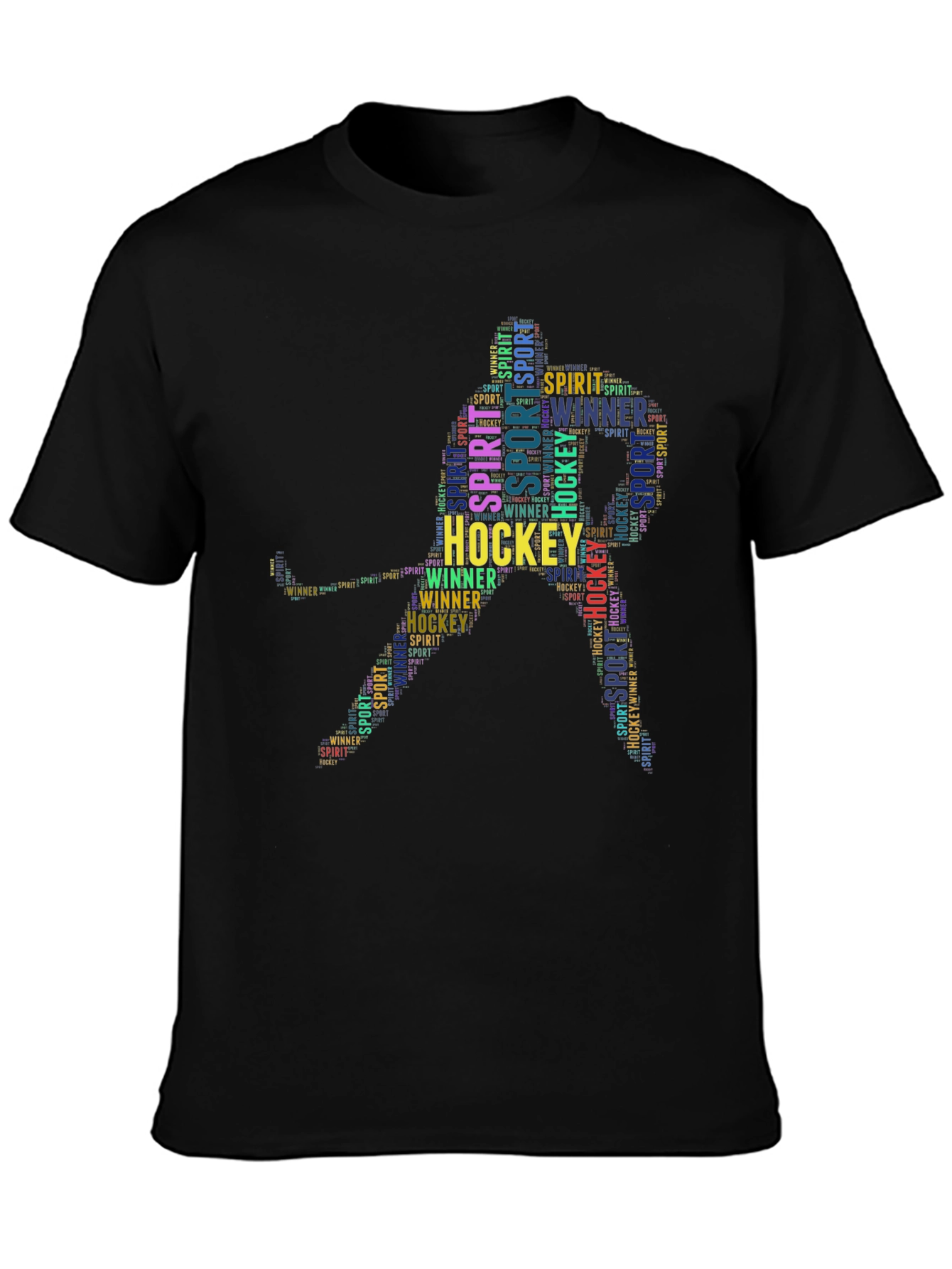Hockey Word Art Black T-Shirt