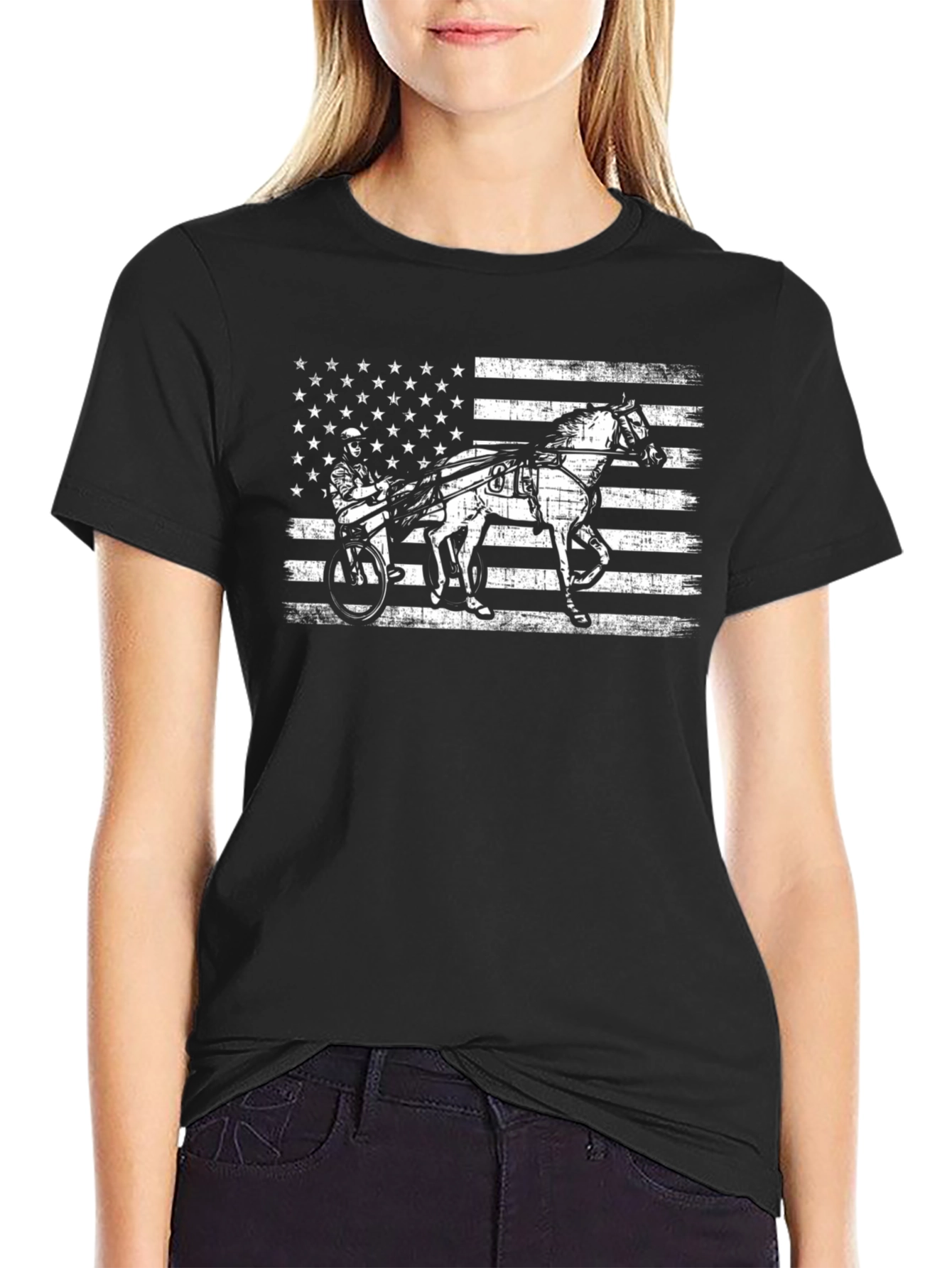 American Flag Harness Racing T-Shirt