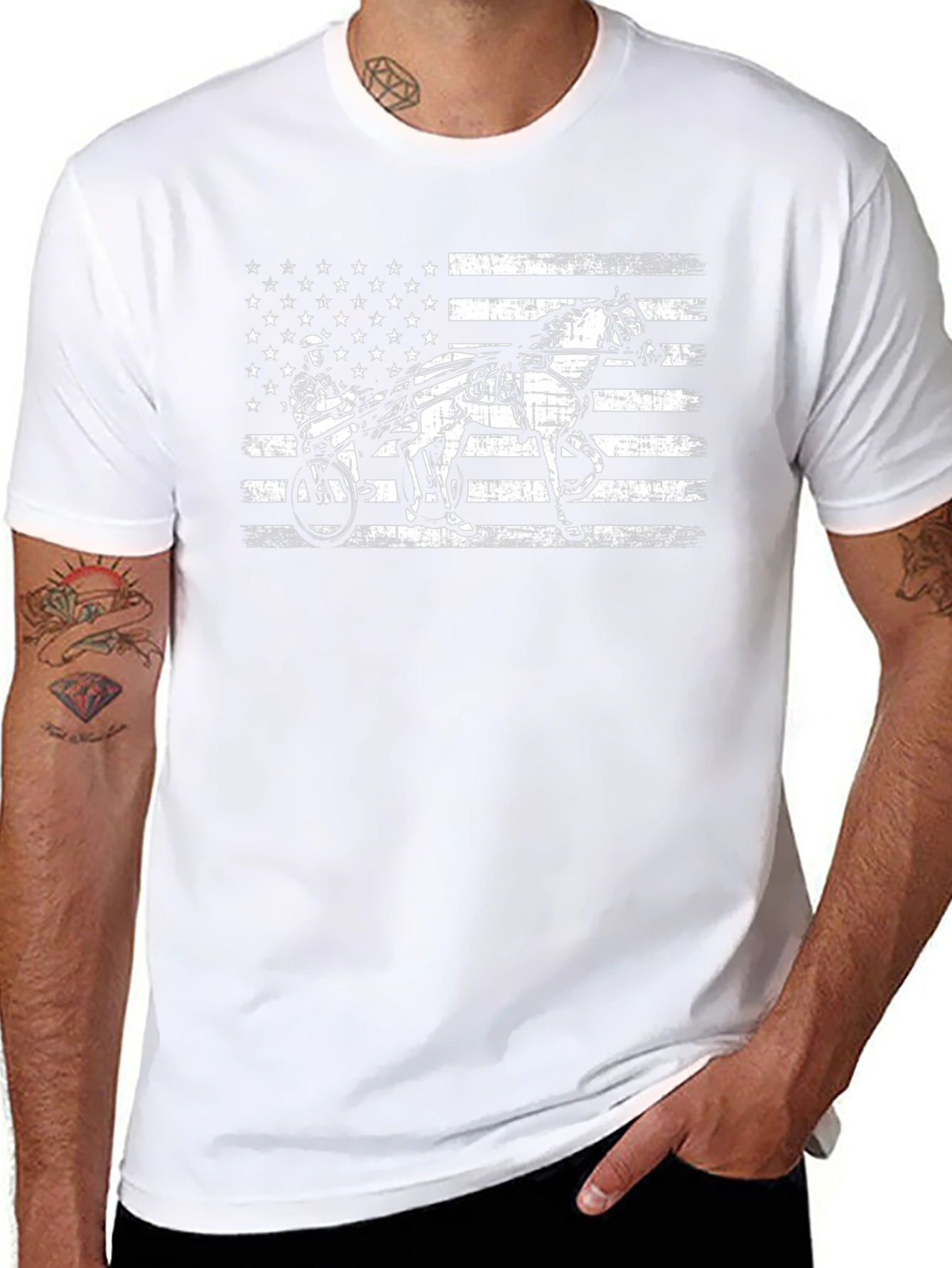 American Flag Harness Racing T-Shirt