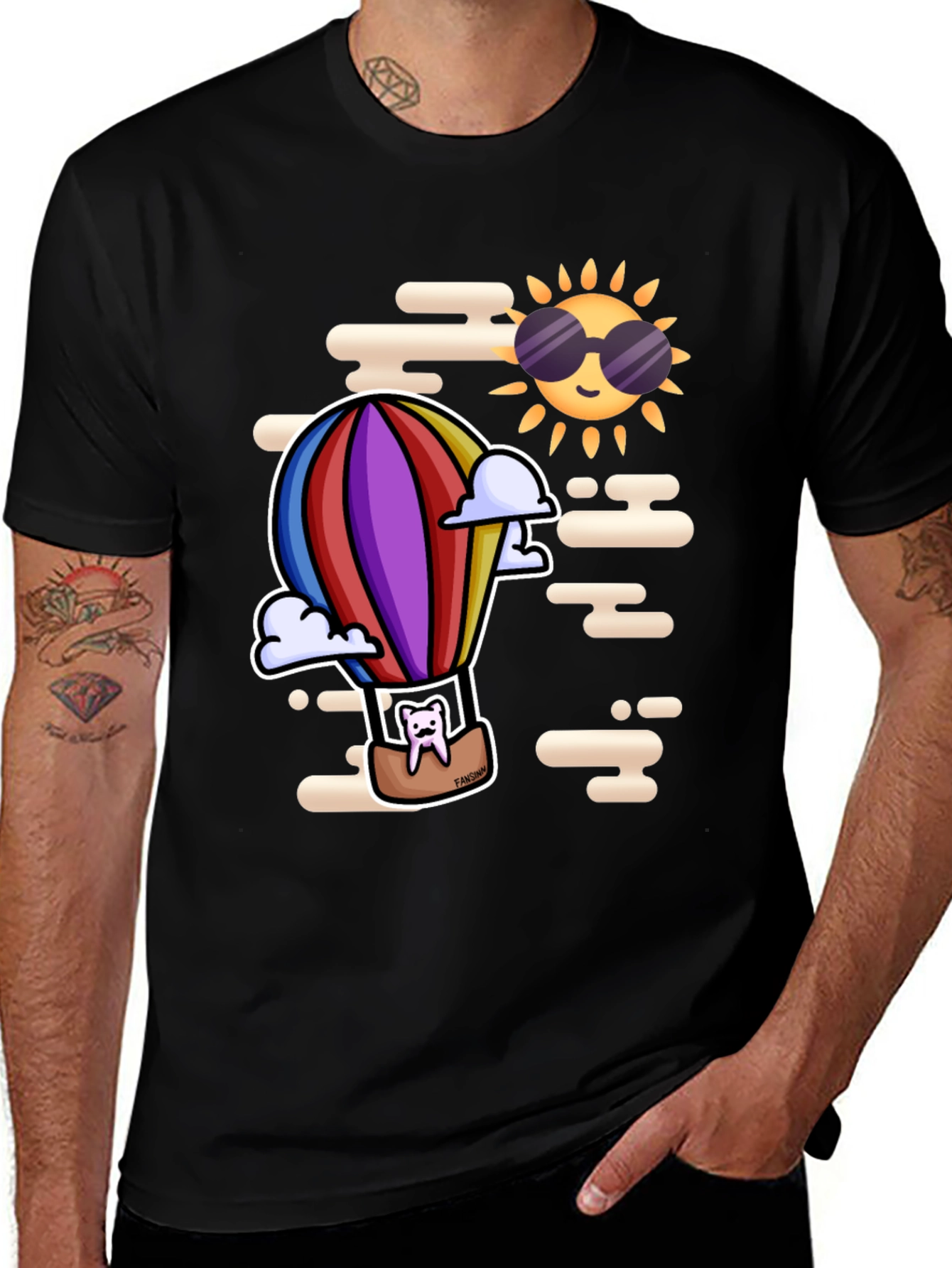 Tooth Hot Air Balloon Black T-Shirt