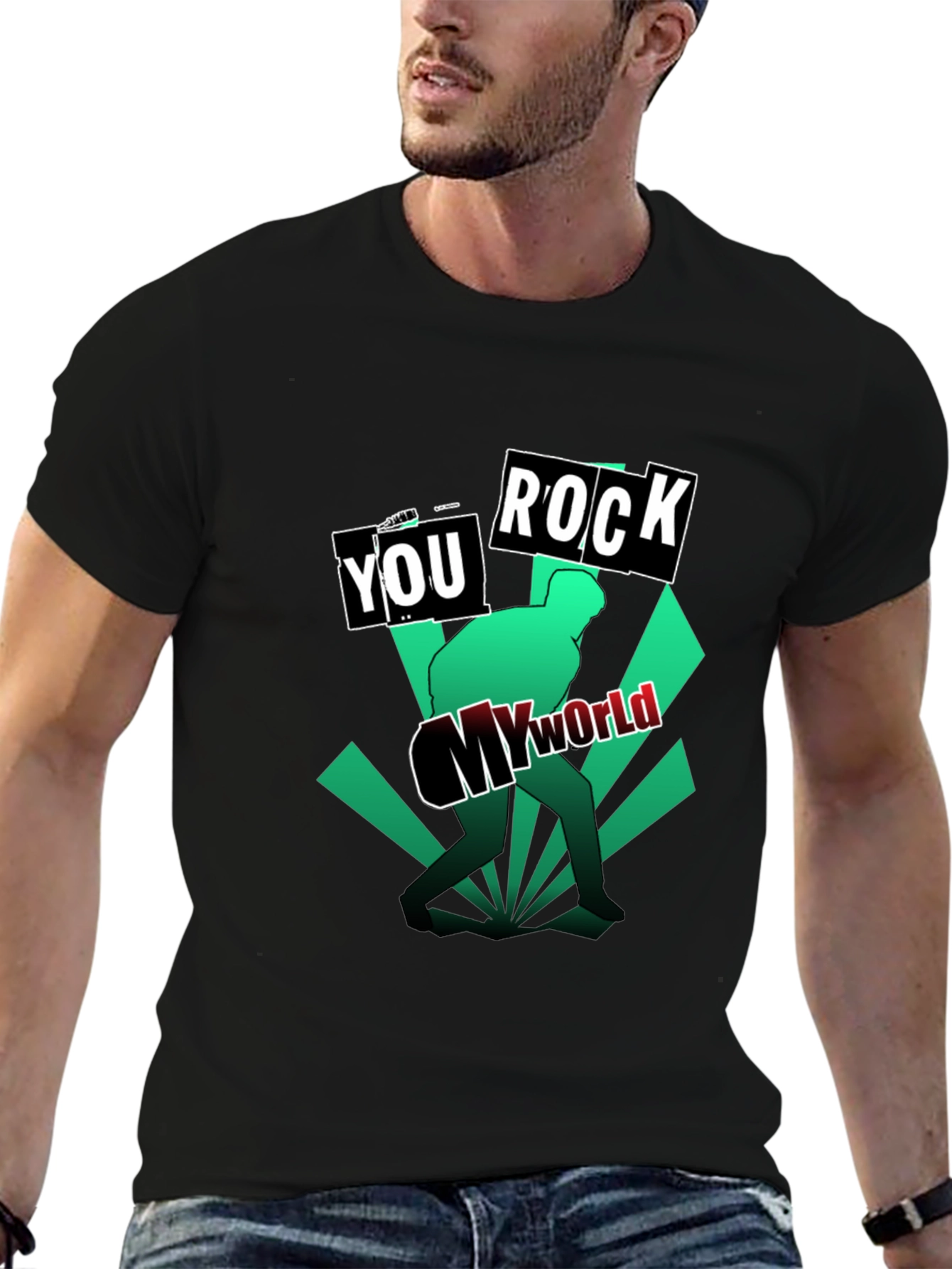 You Rock My World Black Graphic Tee