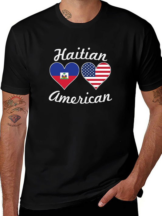 Haitian American Flag Heart T-Shirt