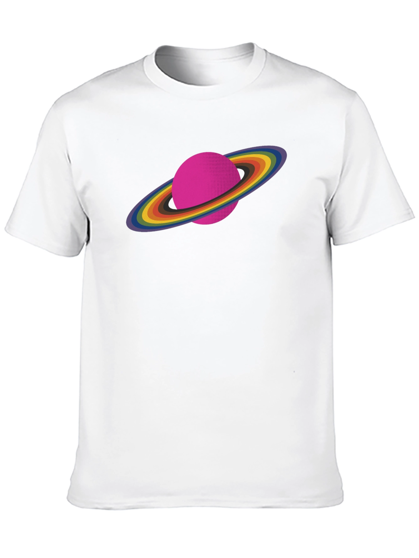 Rainbow Saturn Graphic Tee - Unisex Black T-Shirt