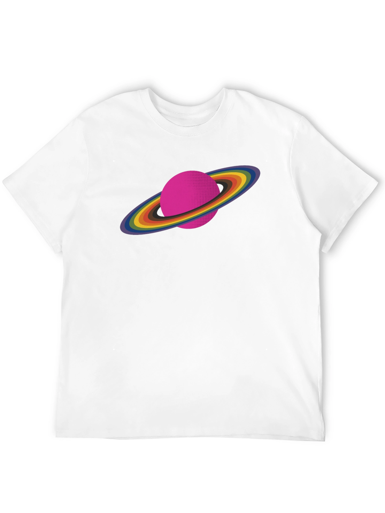 Rainbow Saturn Graphic Tee - Unisex Black T-Shirt