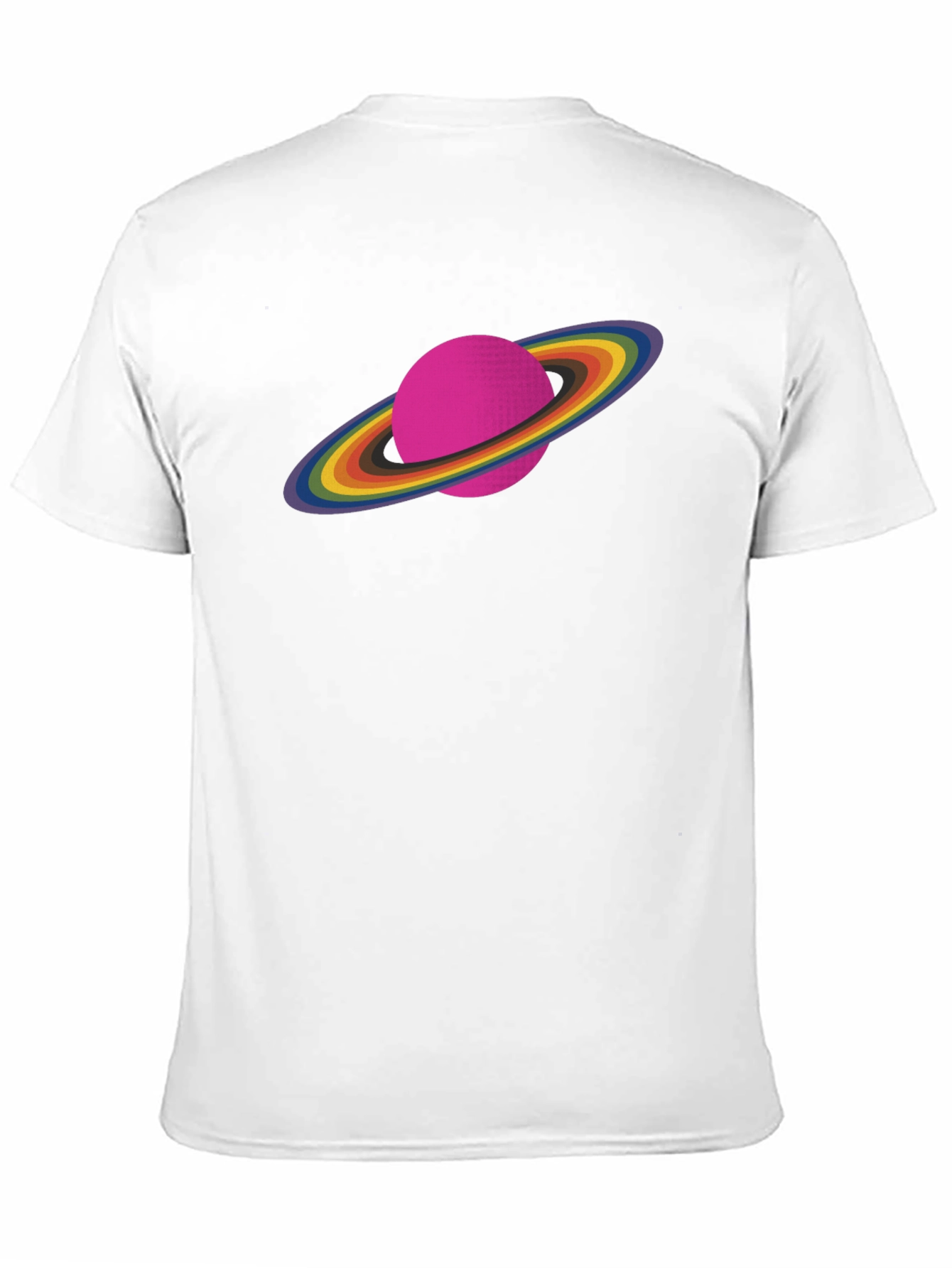 Rainbow Saturn Graphic Tee - Unisex Black T-Shirt