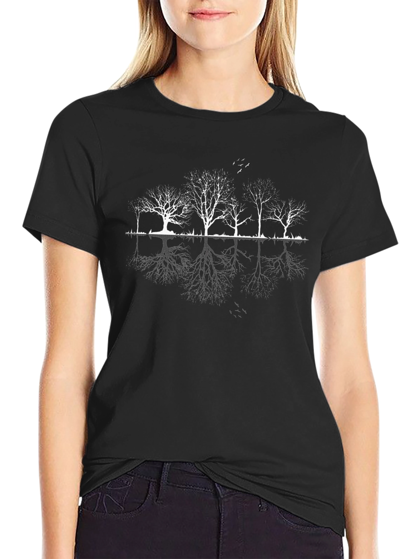 Nature Trees Graphic Black T-Shirt