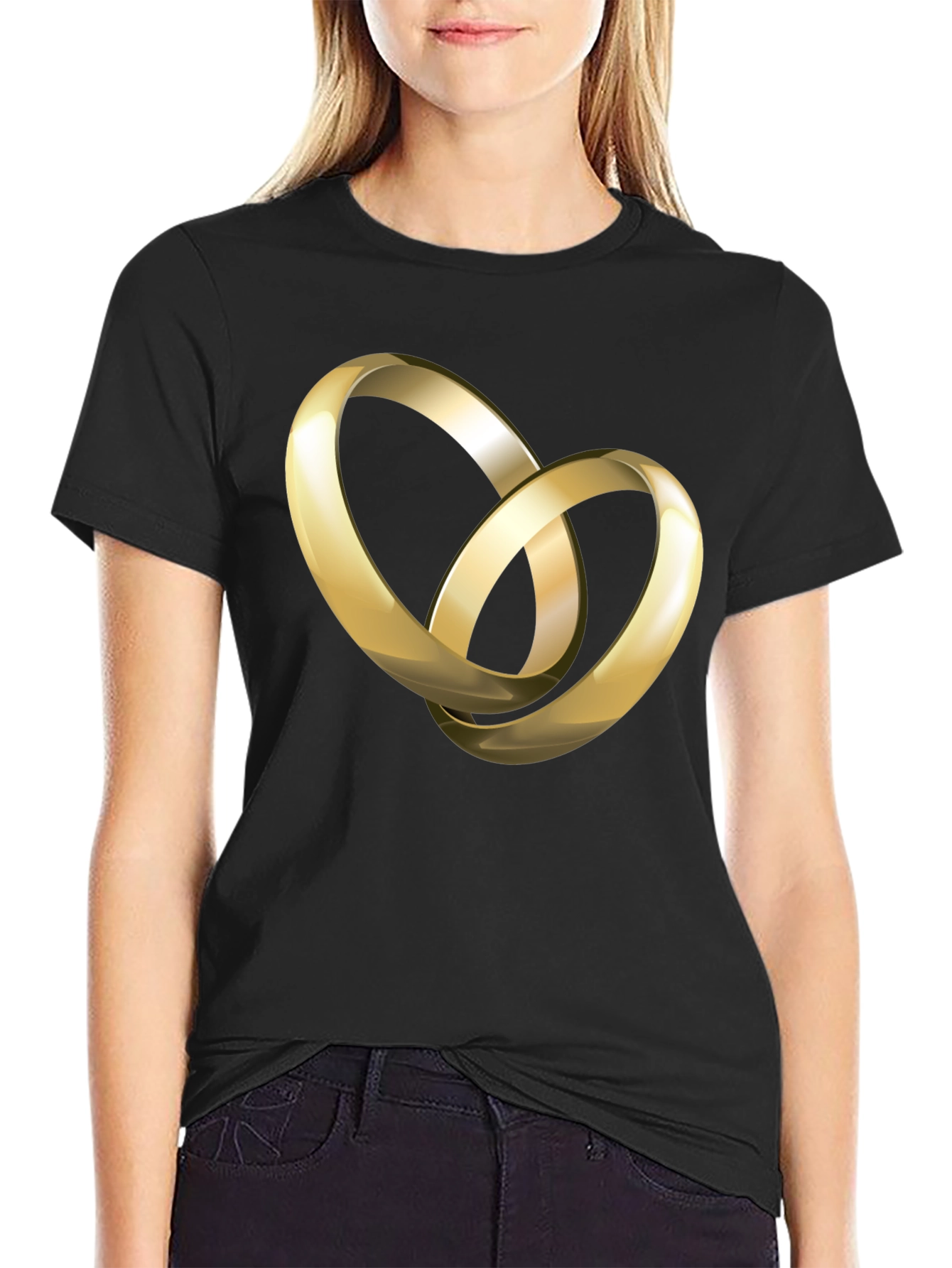 Golden Rings Graphic Black T-Shirt