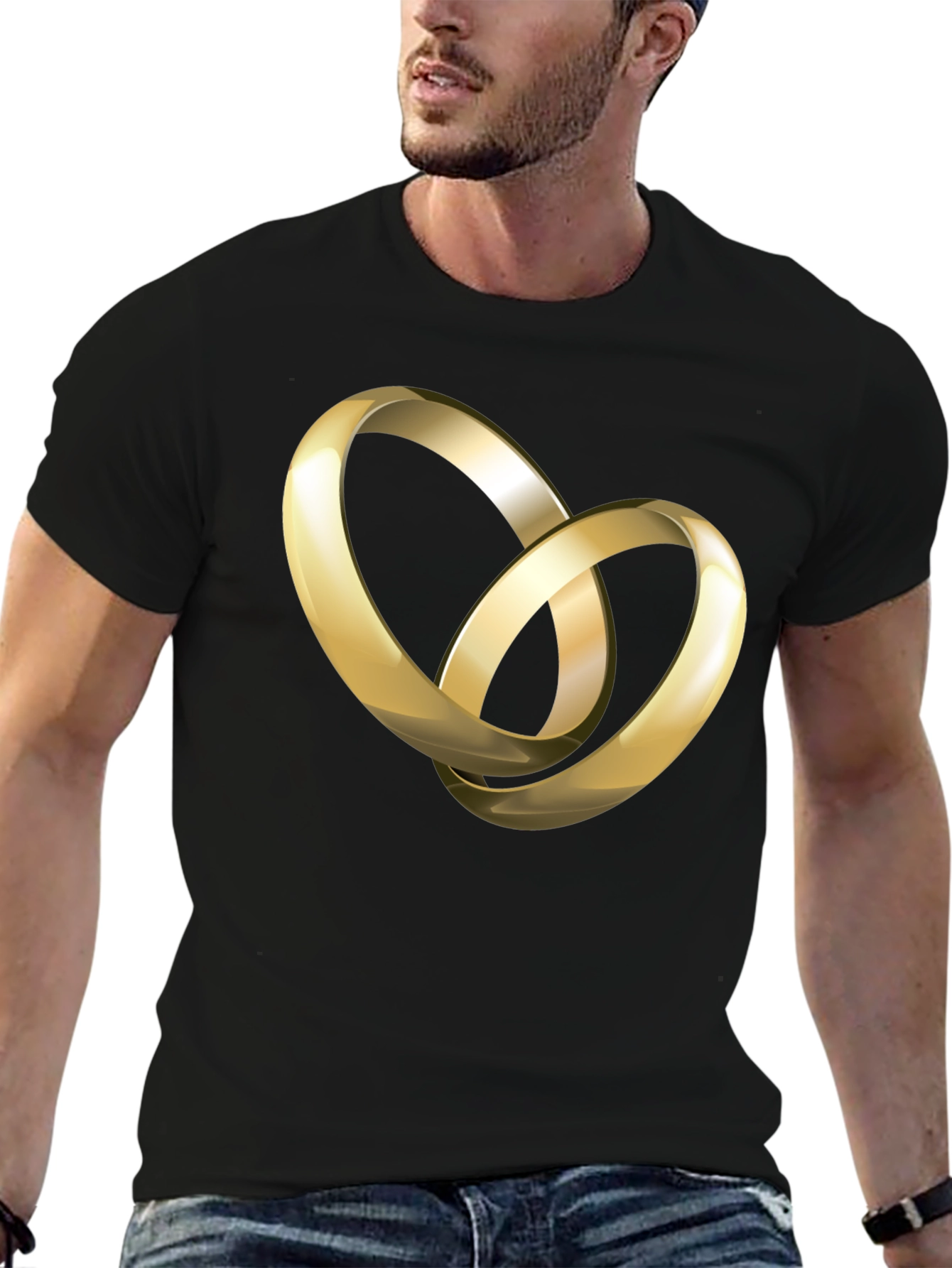 Golden Rings Graphic Black T-Shirt