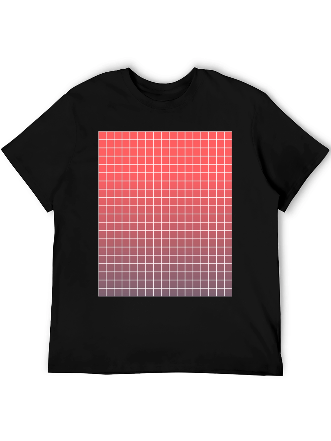 Gradient Grid Graphic Tee - Modern Casual Style