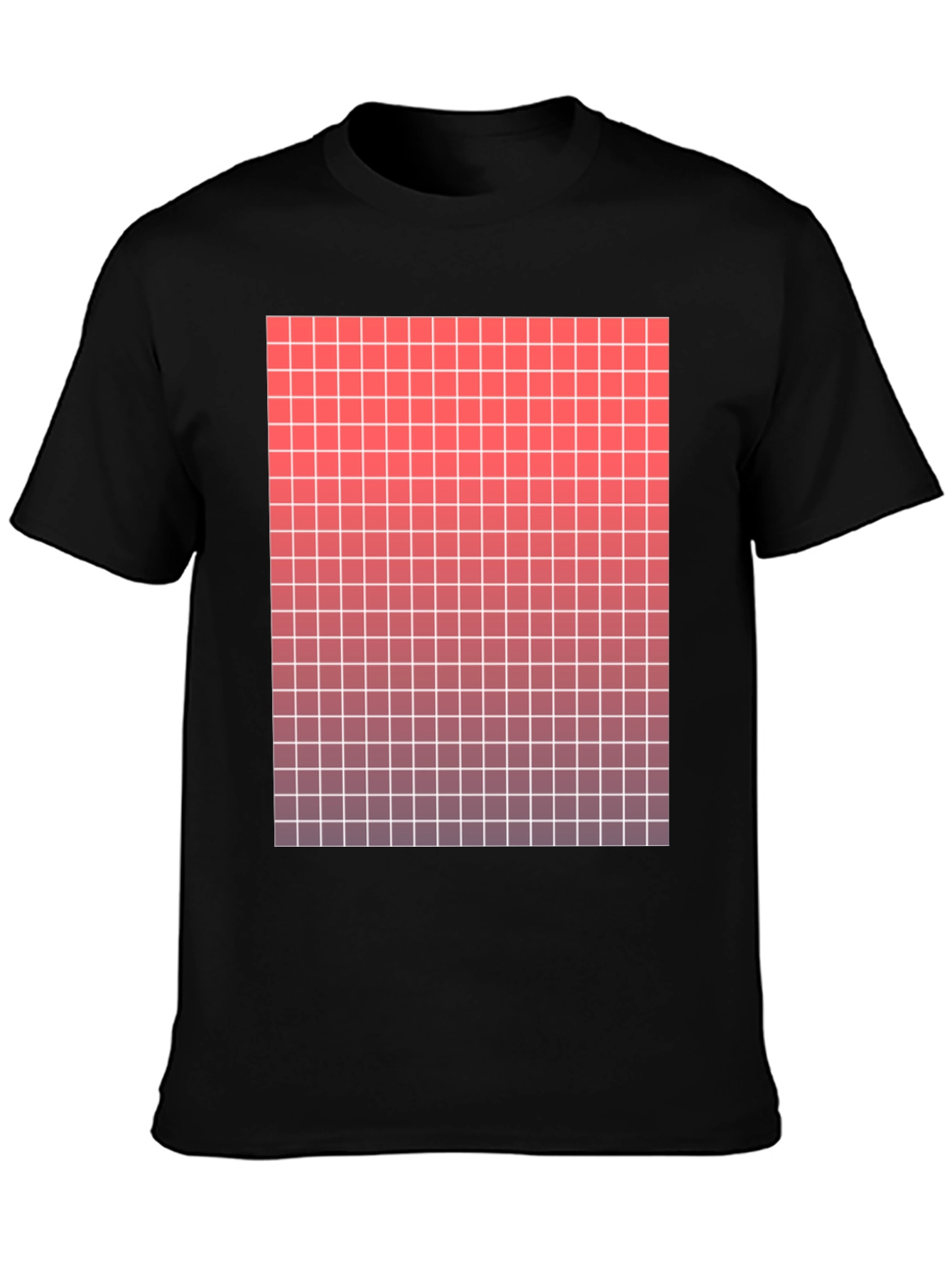 Gradient Grid Graphic Tee - Modern Casual Style