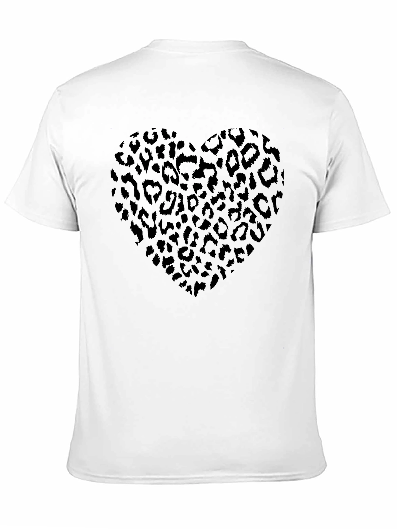 Leopard Print Heart Tee - Stylish Crew Neck Top