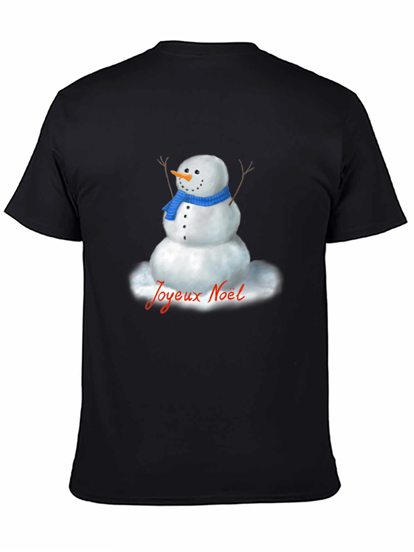 Festive Snowman Graphic Tee - Joyeux Noel Shirt