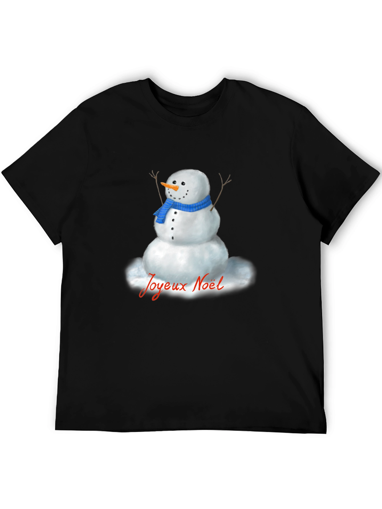 Festive Snowman Graphic Tee - Joyeux Noel Shirt