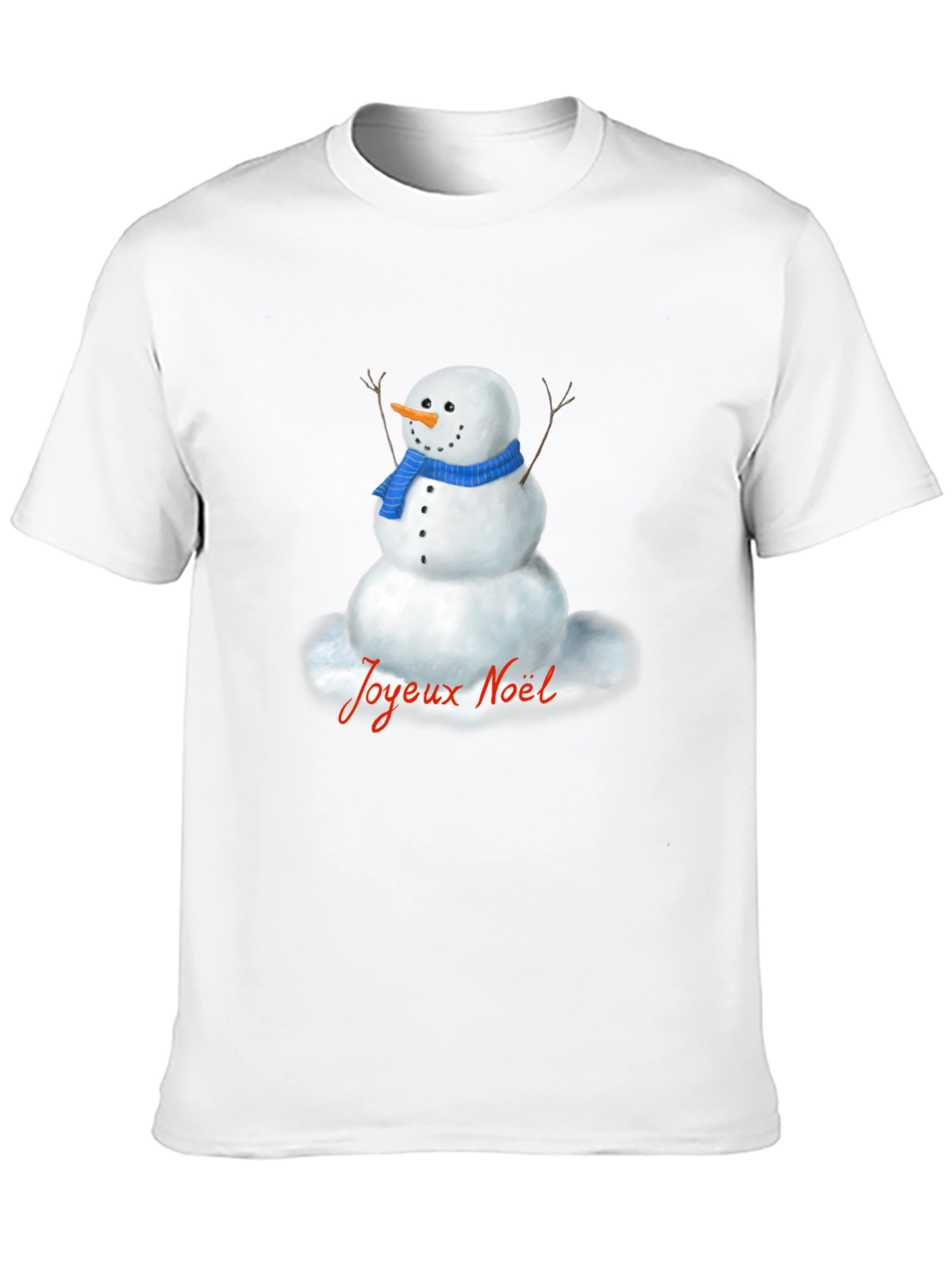 Festive Snowman Graphic Tee - Joyeux Noel Shirt