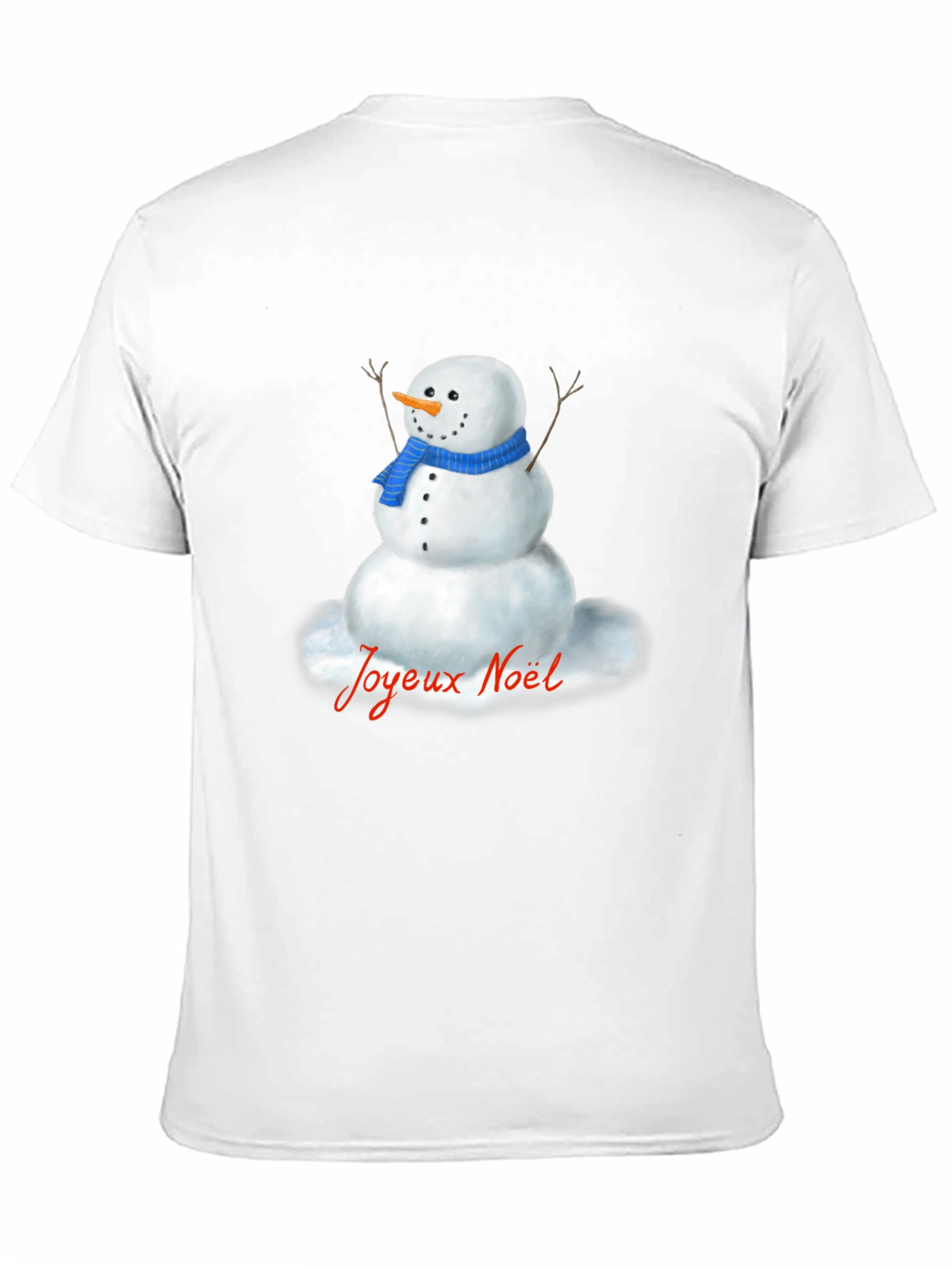 Festive Snowman Graphic Tee - Joyeux Noel Shirt