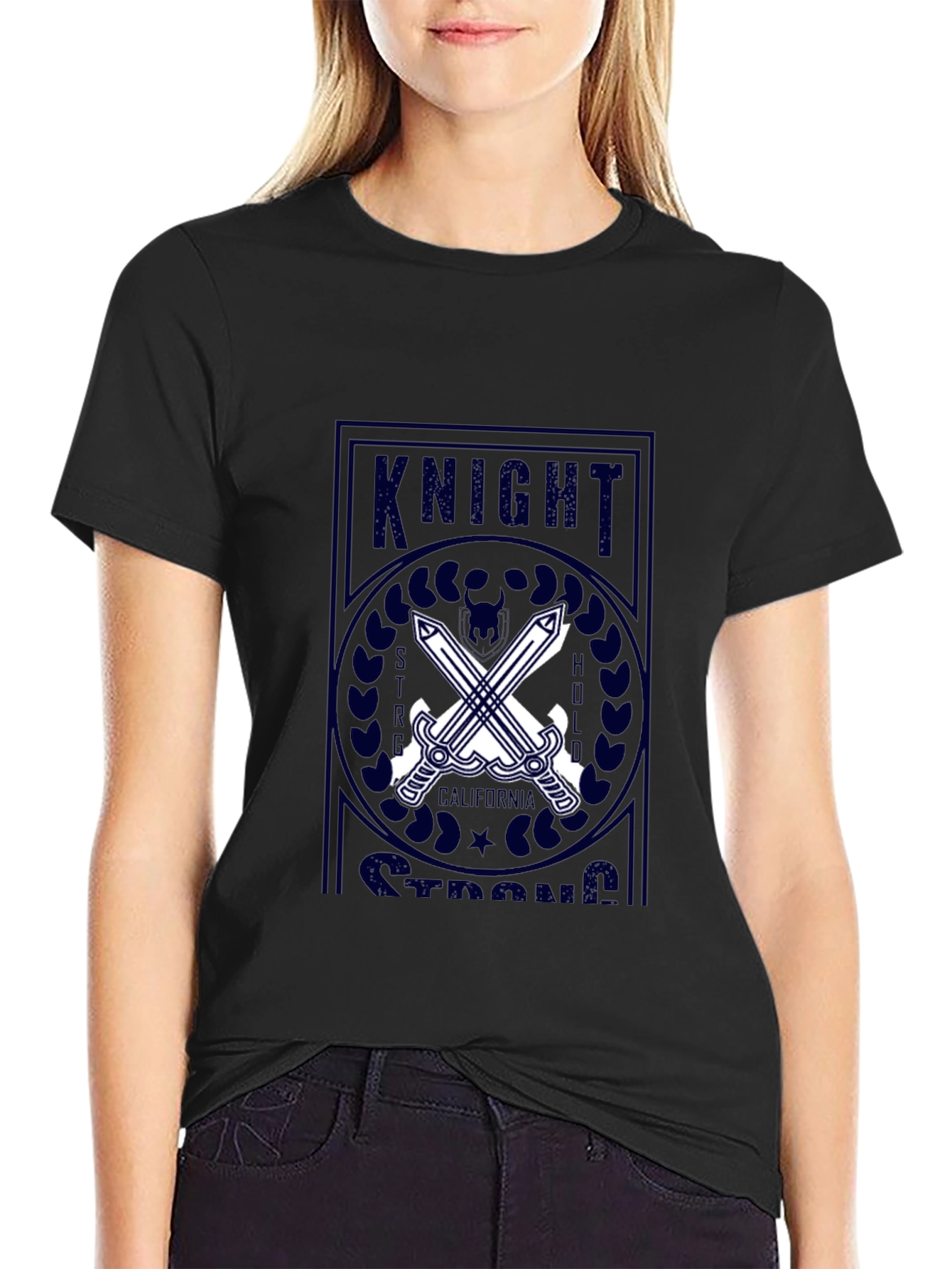 Knight Strong Graphic Print Black T-Shirt
